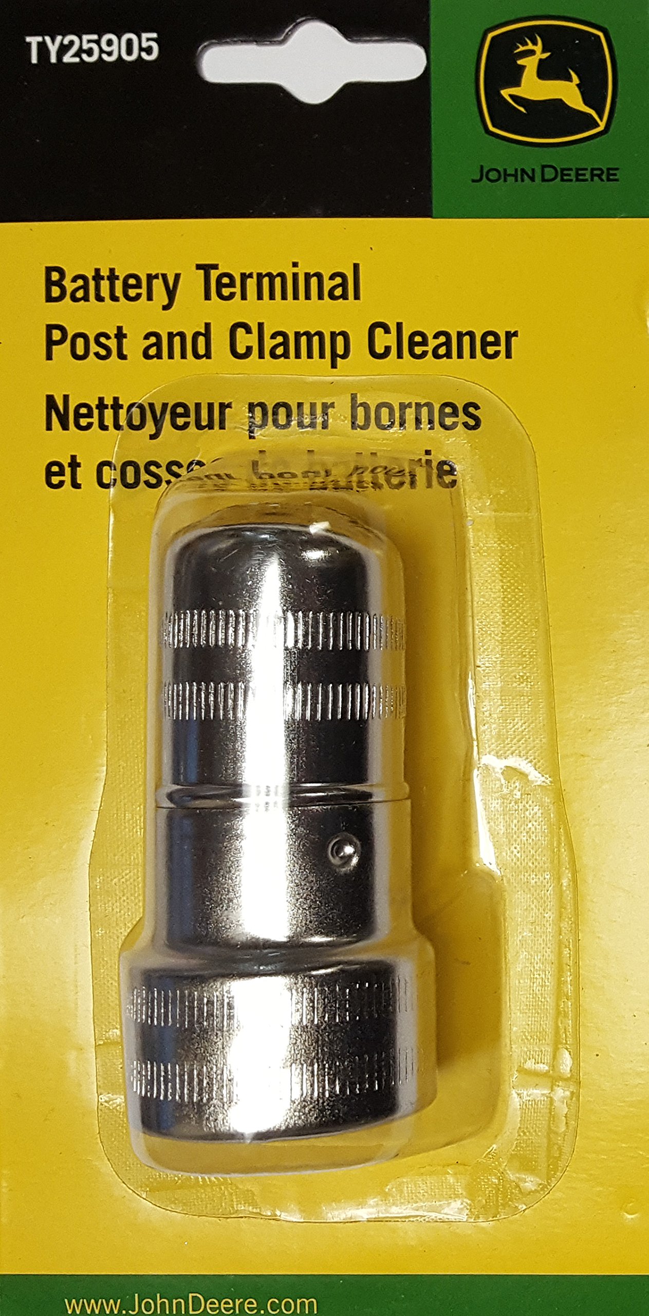 John Deere Battery Terminal Post and Clamp Brush Cleaner Tool TY25905 - Corrosion Removal Kit for Car, Truck & Tractor Batteries - Perfect for Auto Maintenance & DIY Cleaning