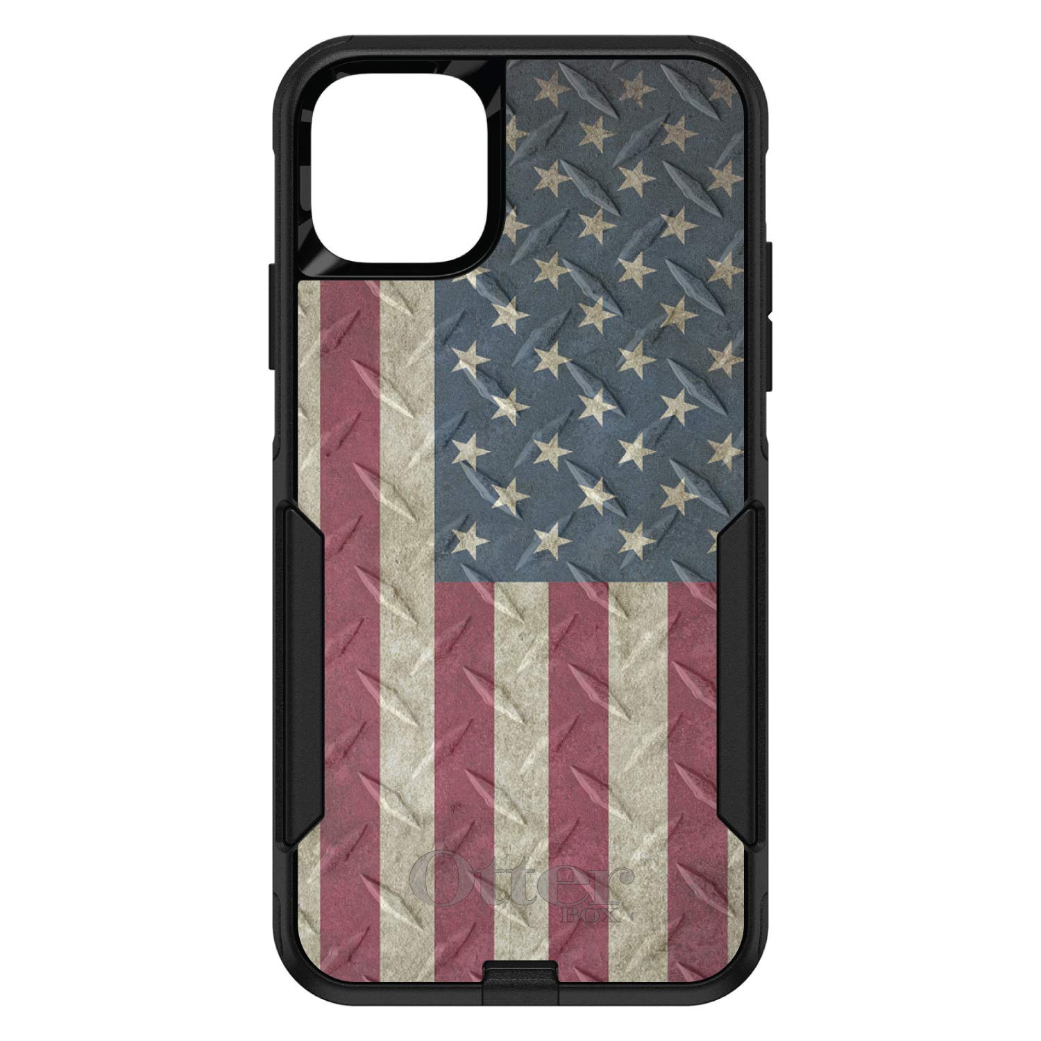 DistinctInk iPhone 12 Pro MAX Case (6.7 Inch) - Durable Protective Cover with US Flag Design, Diamond Plate Steel Texture - Shockproof Replacement for OtterBox Commuter - Perfect for Outdoor, Work & Daily Use