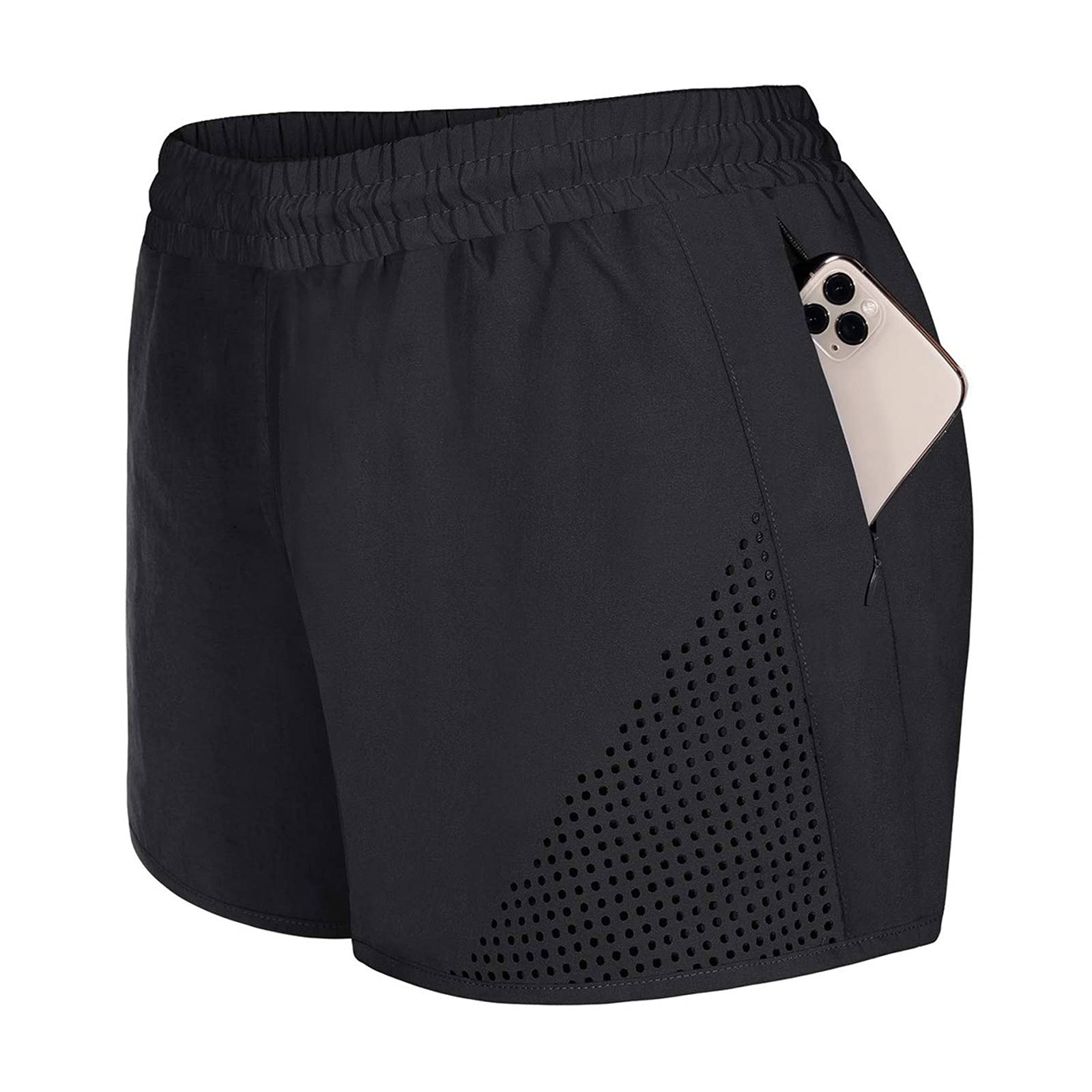 Bblulu Women's High Waisted Running Shorts with Zipper Pockets - Breathable Mesh Quick Dry Athletic Shorts with Liner for Workout, Yoga & Gym - Perfect for Jogging, Training & Outdoor Sports