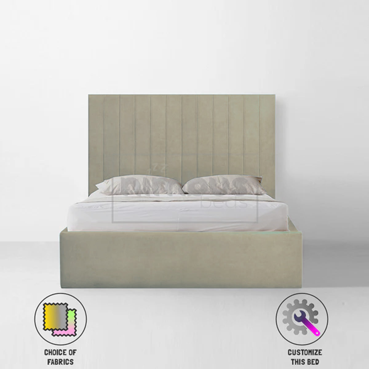 Sturdy Metal Vertical Bed Frame with Headboard - Queen Size Platform Bed for Small Spaces, Modern Bedroom Furniture - Perfect for Apartments, Dorms & Guest Rooms