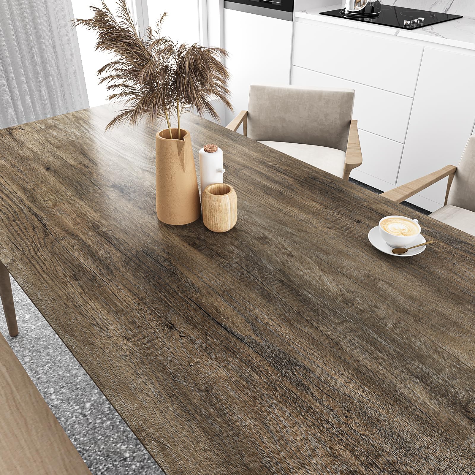VEELIKE Light Brown Wood Wallpaper Peel and Stick - 15.7''x118'' Rustic Wood Plank Contact Paper, Self-Adhesive Waterproof Removable Wood Grain Vinyl Wrap for Cabinets, Furniture, Desk, Walls - Perfect for Home Office, Kitchen Backsplash, DIY Projects & Room Makeovers