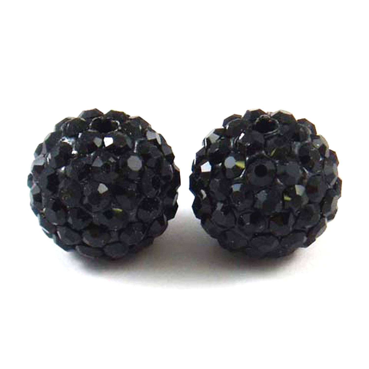 RUBYCA Pave Czech Crystal Disco Ball Clay Beads for Shamballa Bracelets - 20pcs 8mm JB Black Beads for DIY Jewelry Making, Boho Crafts & Festival Accessories