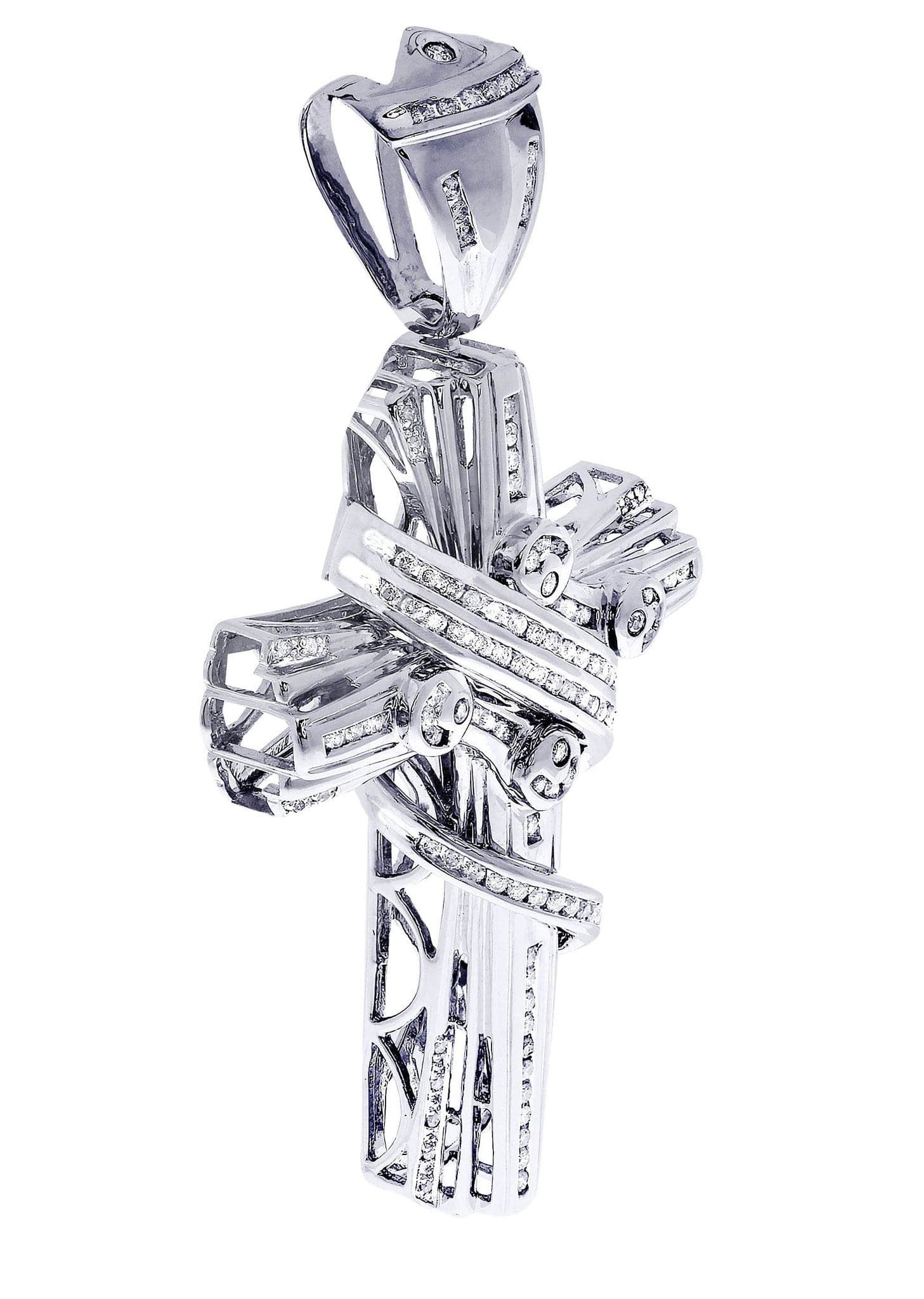 1.68 Carat Diamond Cross Pendant Necklace - 29.86 Grams Solid Gold Religious Jewelry for Women & Men - Perfect for Baptism, Confirmation & Wedding Gifts