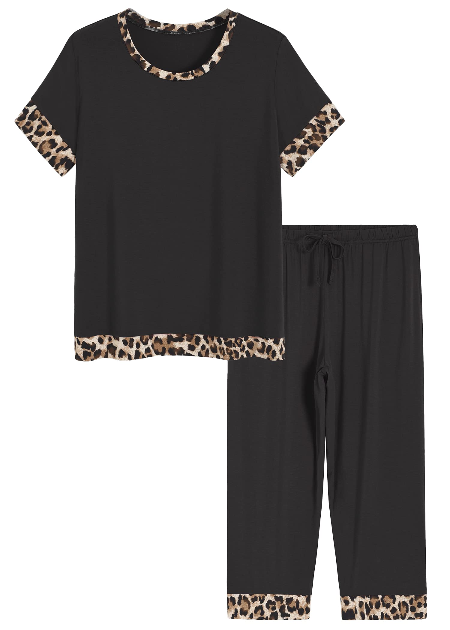Women's Soft Bamboo Viscose Capri Pajama Set - Breathable Lounge Sleepwear for Summer Nights & Relaxing at Home