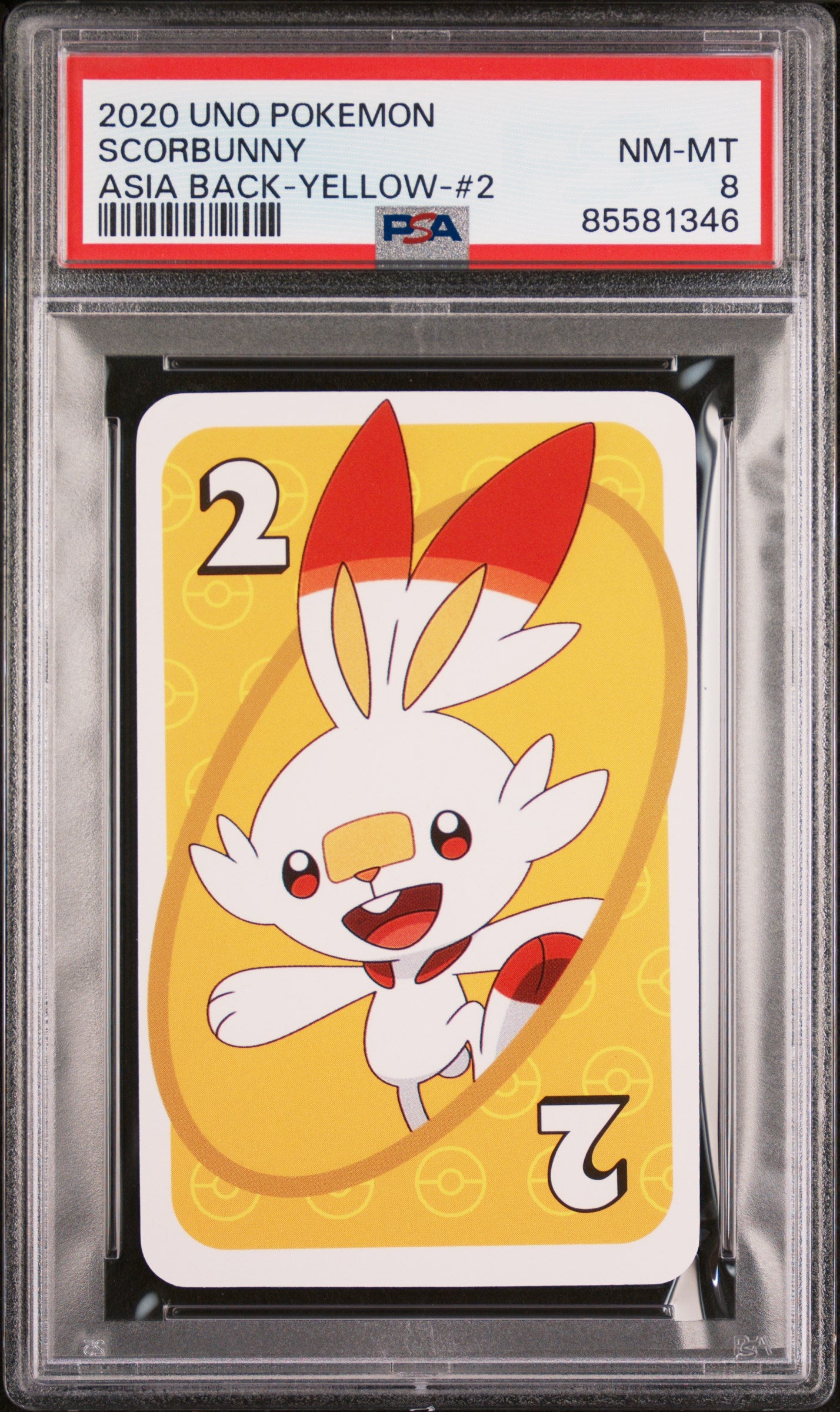 2020 UNO Pokemon Scorbunny Trading Card PSA 8 Graded - Perfect for Collectors, Gaming, and Pokemon Battles