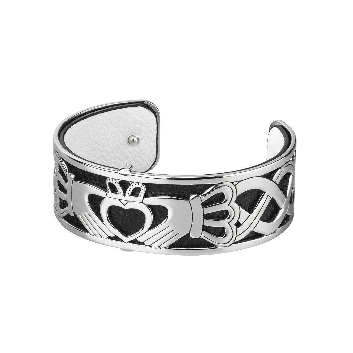 Claddagh Celtic Cuff Bangle - Irish Friendship & Love Bracelet for Women, Sterling Silver Adjustable Bangle - Perfect for Weddings, Anniversaries & Gifts
