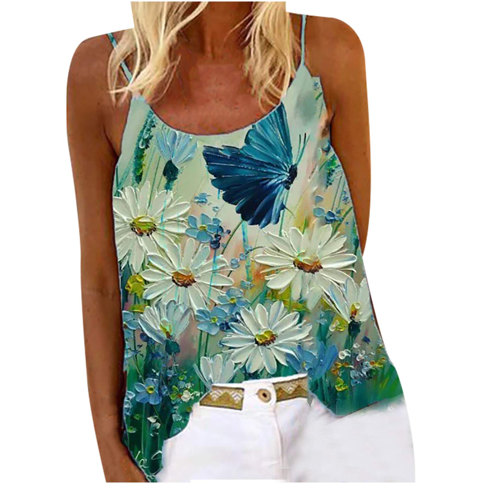 Women's Floral Sleeveless Camisole Tops - Sexy Halter Cami Shirts for Summer, Beach & Casual Wear | Fashionable Sling Neck Cami Tops