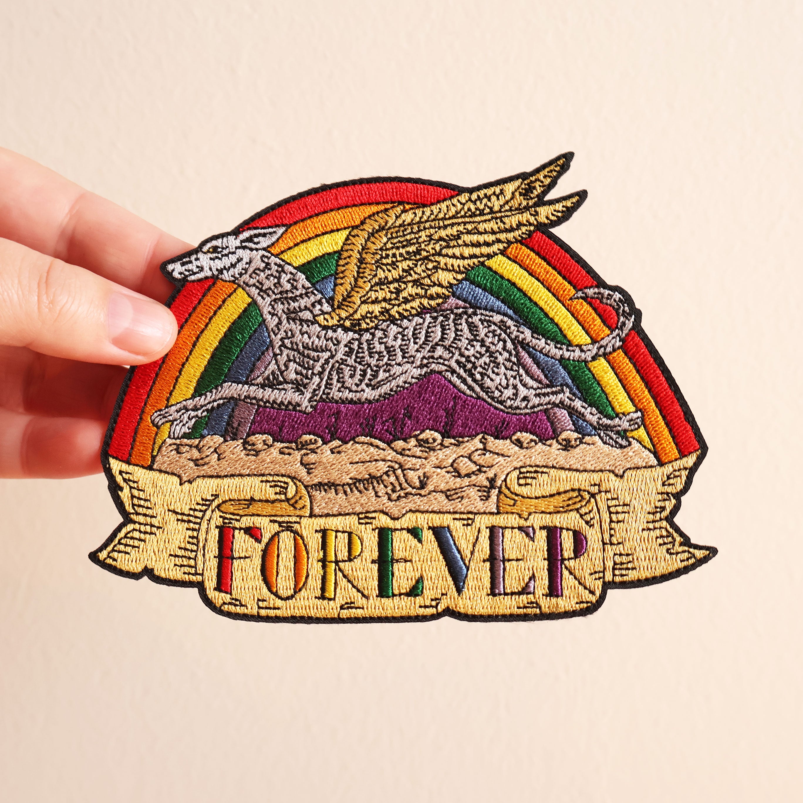 House of Hawks Forever Fabric Patch - Iron-On Embroidered Applique for Jackets, Bags & DIY Crafts - Perfect for Customizing Denim, Backpacks & Home Decor