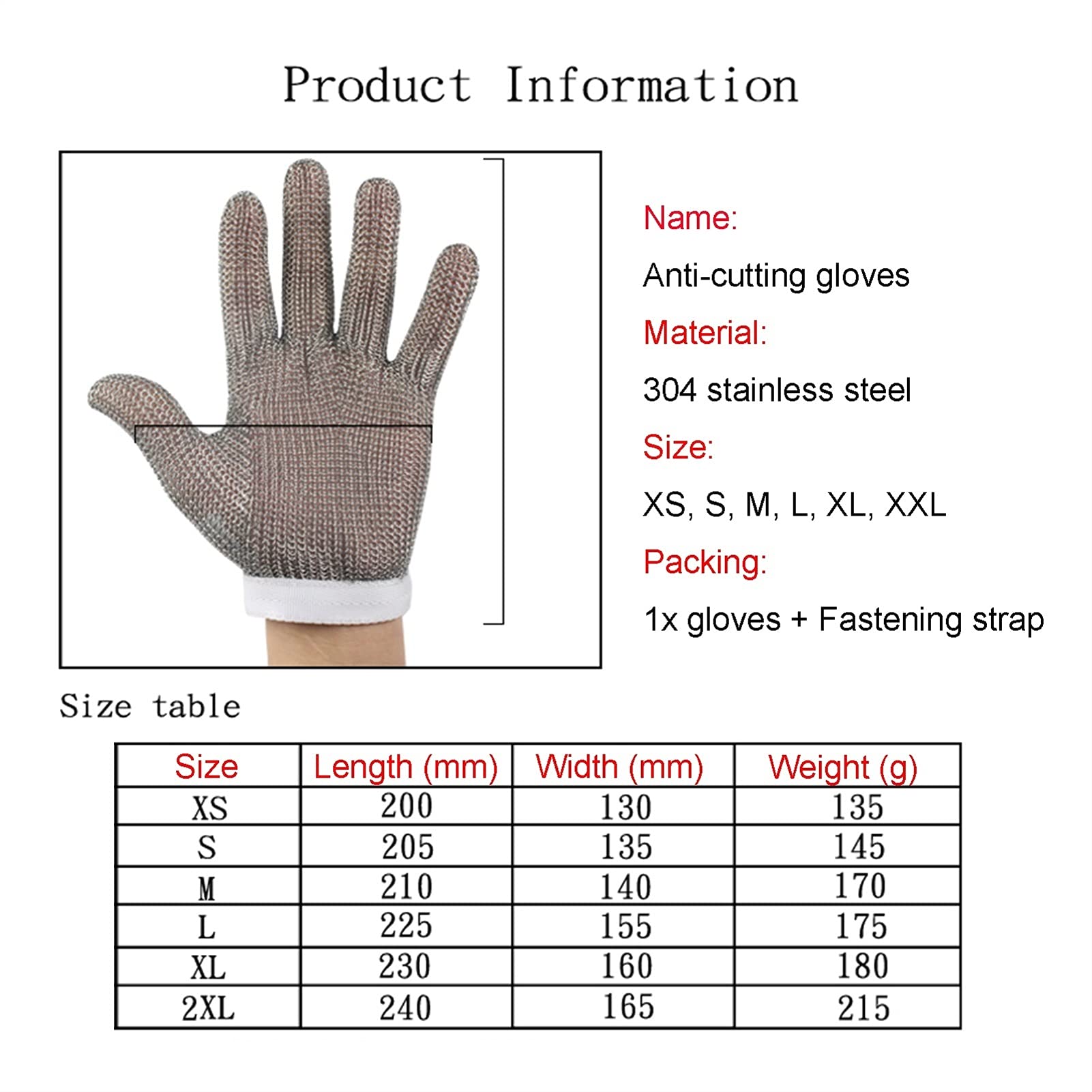 Stainless Steel Cut Resistant Gardening Gloves - Heavy Duty Safety Work Gloves for Outdoor, Butcher, Kitchen & Garden Use - Durable, Easy to Clean Protective Gloves (2-Pack, Size L) - Perfect for Landscaping, Food Prep & DIY Projects