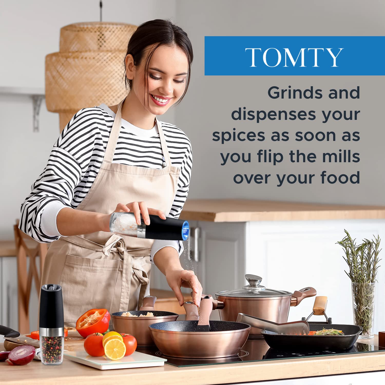 Premium Electric Salt and Pepper Grinder Set - Battery Operated Automatic Seasoning Shakers for Kitchen, BBQ & Dining - Perfect Housewarming Gift for Men & Women - Ideal for Cooking, Grilling & Entertaining