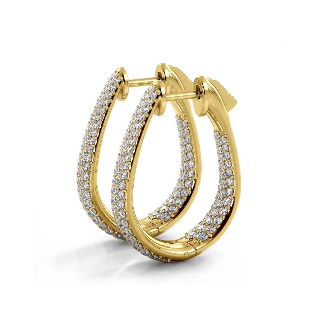 1.50 CTW Inside Out Dome Pave Diamond Hoop Earrings for Women - Elegant Everyday & Special Occasion Jewelry Gift