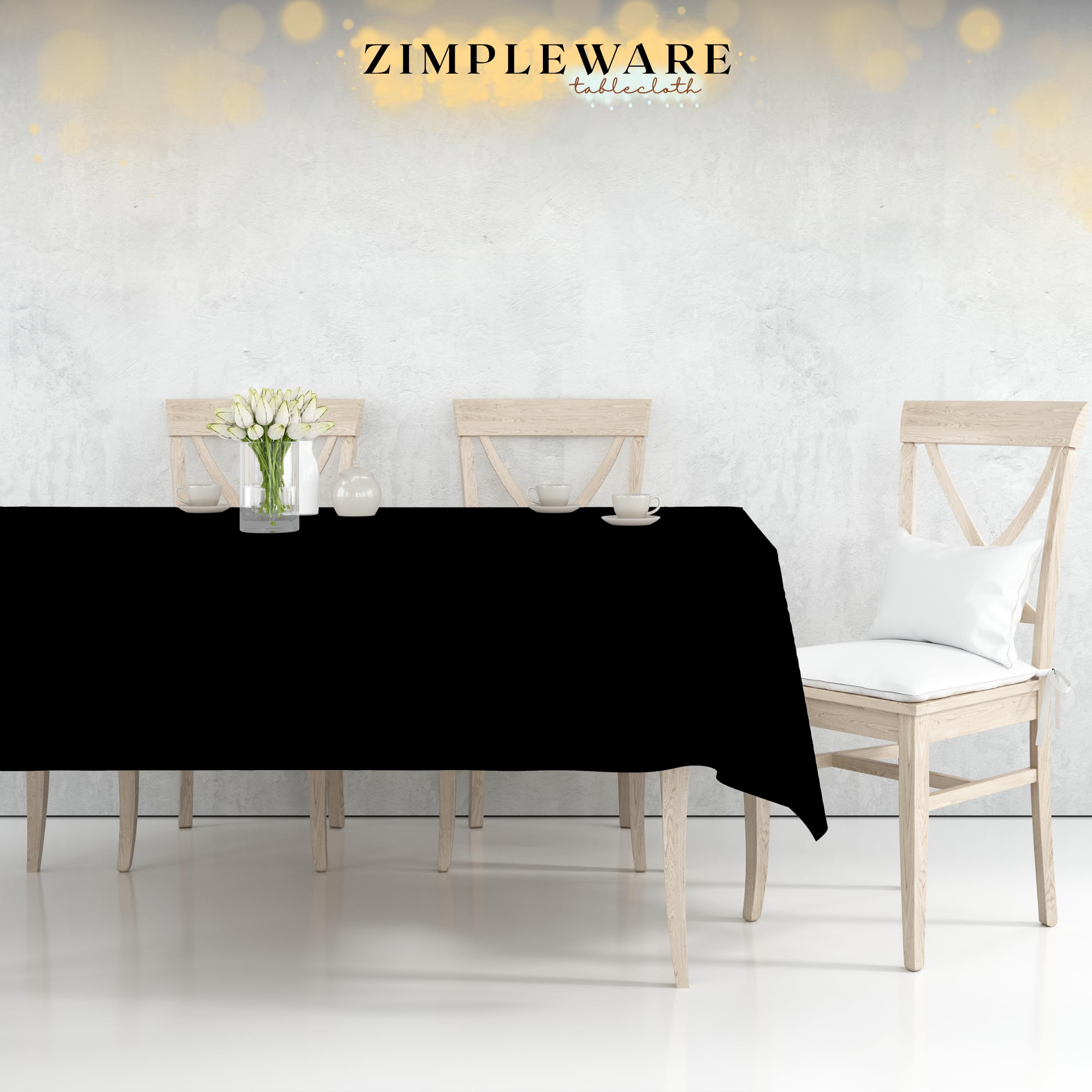 Premium Black Disposable Plastic Tablecloth (6 Pack) - 54x108 Inch Rectangle Table Cover for Parties, Events & Dining - Fits 6ft to 8ft Tables - Waterproof & Easy Clean for Indoor/Outdoor Use