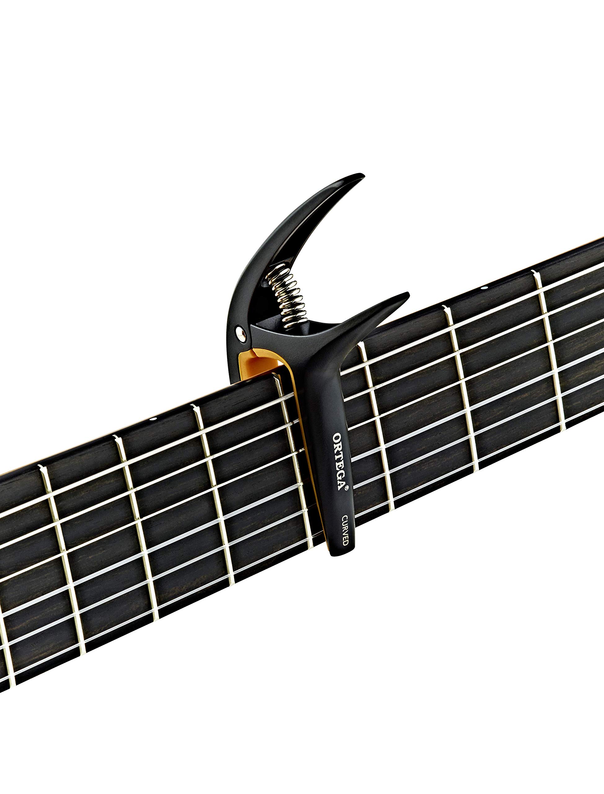 Ortega TWCAPO-SBK Twin Capo Quick Change Clamp for Guitar - Compatible with Curved & Flat Fretboards - Perfect for Live Performances & Studio Recording