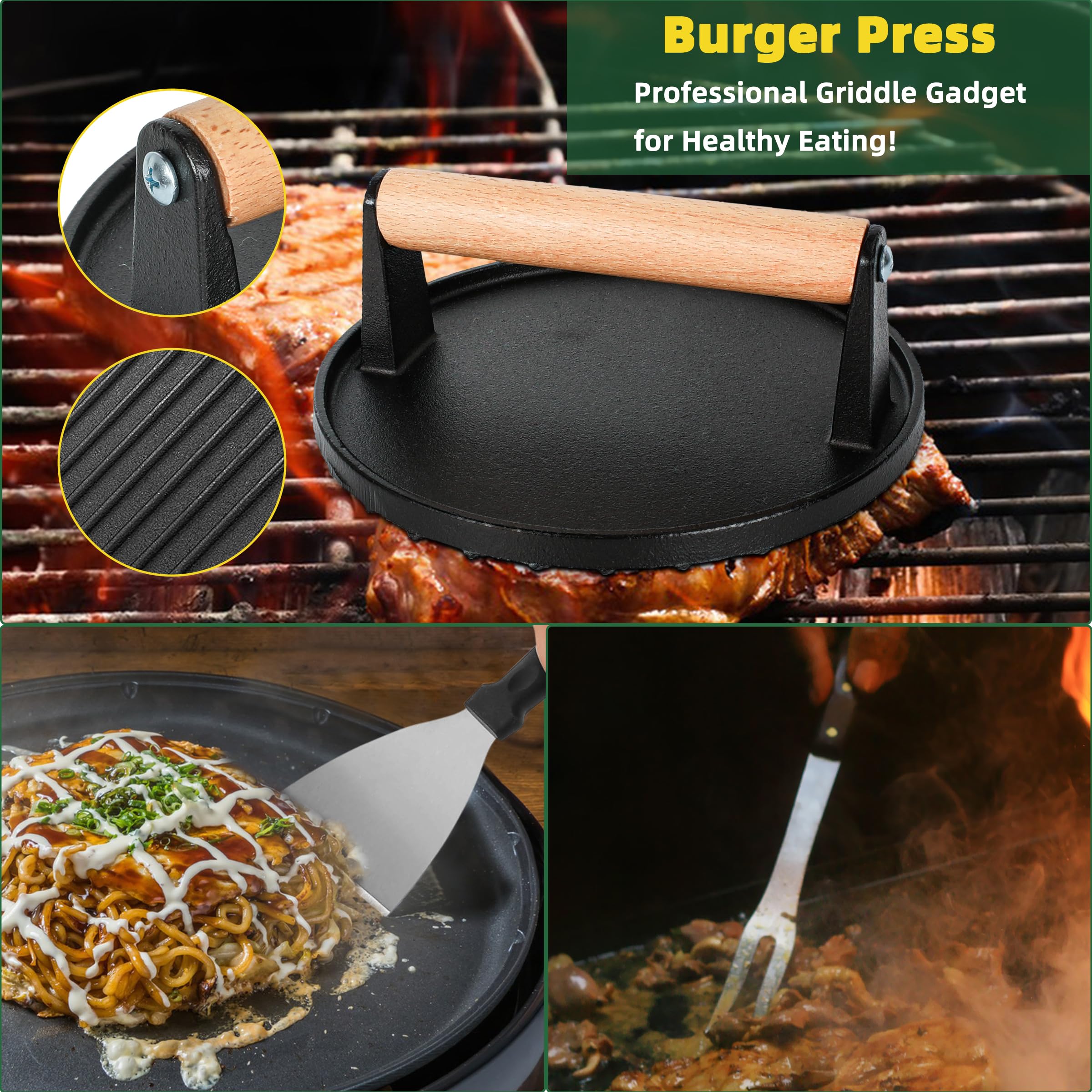 30PCS Griddle Accessories Kit for Blackstone & Camp Chef - Professional Flat Top Grill Tools Set with Spatulas, Melting Dome & Burger Press - Perfect for Outdoor Cooking, BBQ Parties & Camping - Great Gifts for Men & Stocking Stuffers