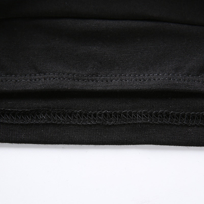 Black Adjustable Spaghetti Strap One Shoulder Hollow Out Sexy Crop Top - Perfect for Date Night, Club Wear & Summer Outfits