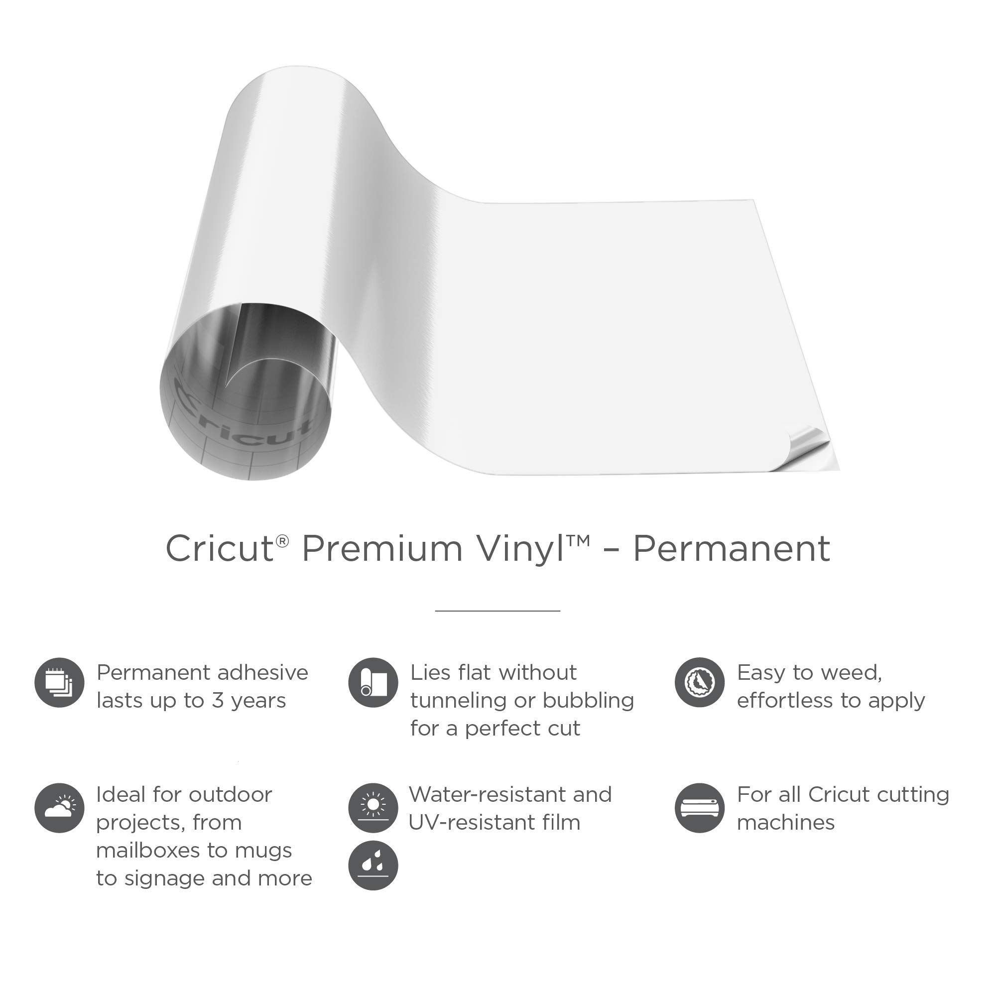 Premium Cricut Vinyl Frosted - Permanent, Opaque Adhesive for DIY Crafts, Home Decor, Signage & Decals - Ideal for Windows, Walls, Cups & Personalized Gifts