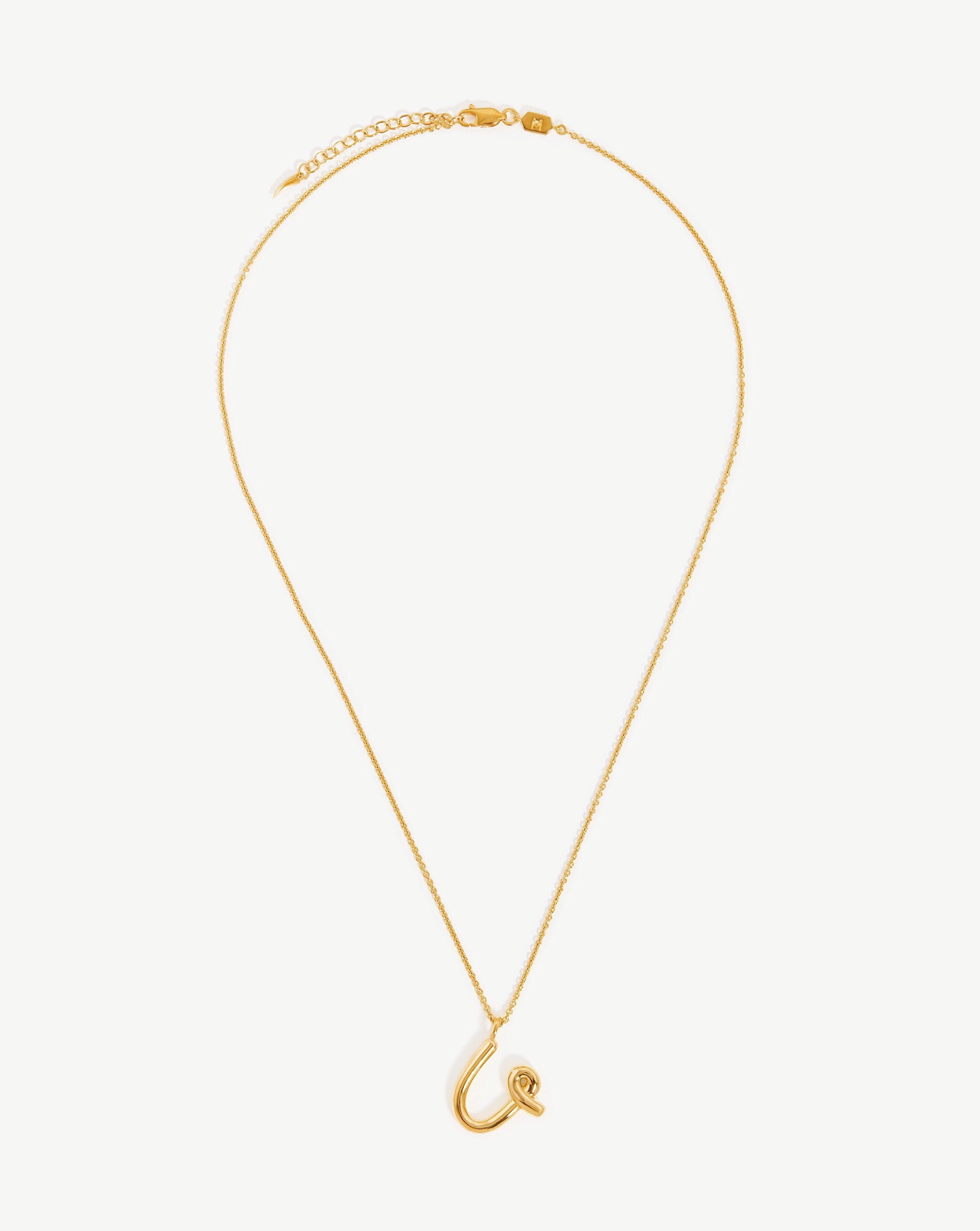 Curly Molten Initial Pendant Necklace - Personalized Letter U in 18k Gold Vermeil | Elegant Jewelry Gift for Women, Birthday, Anniversary & Everyday Wear