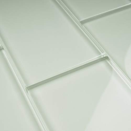 3x6 Inch Glass Subway Wall Tile - White Bathroom & Kitchen Backsplash Tile (5 Sq Ft Box of 40 Pieces, Crystal White) | Perfect for Shower Walls, Kitchen Splashbacks & Home Renovation Projects