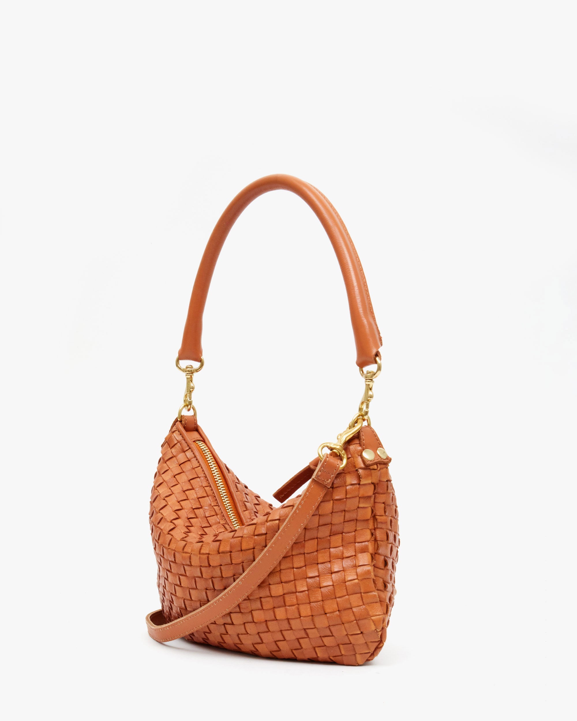 Petit Moyen Natural Woven Checker Pattern Zipper Pouch - Perfect for Travel, Makeup & Daily Essentials Organization