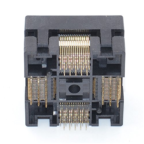 QFP64-0.5 IC Burn-in Test Socket - 0.5mm Pitch, 10x10mm IC Size, Open-Top Soldering Version (QFP64-0.5-STP) for PCB Testing and IC Programming in Electronics Manufacturing