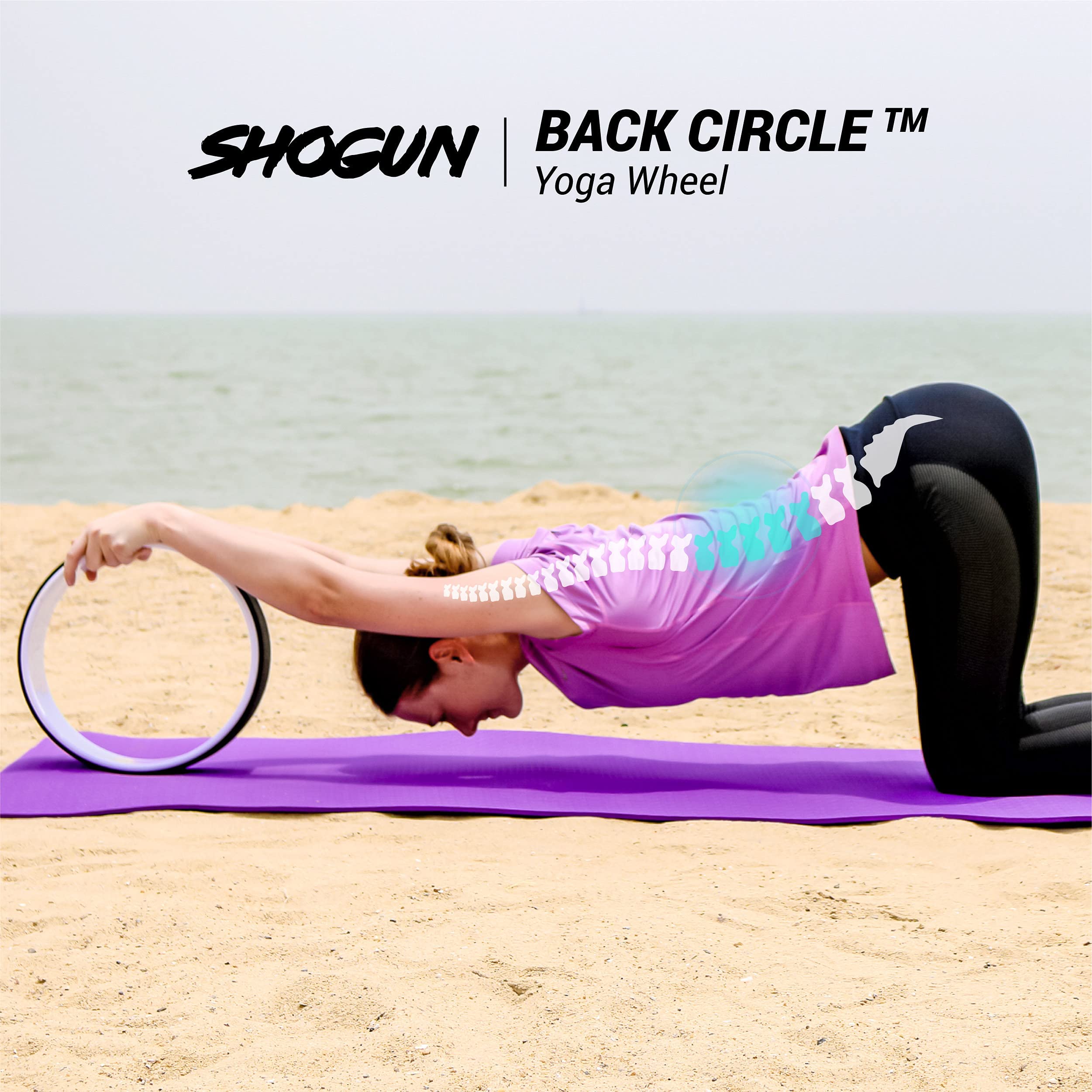 Shogun Yoga Wheel Roller for Back Pain Relief & Spine Stretching - Premium Back Roller Wheel for Flexibility & Mobility Improvement - Perfect for Yoga, Pilates, Post-Workout Recovery & Home Therapy