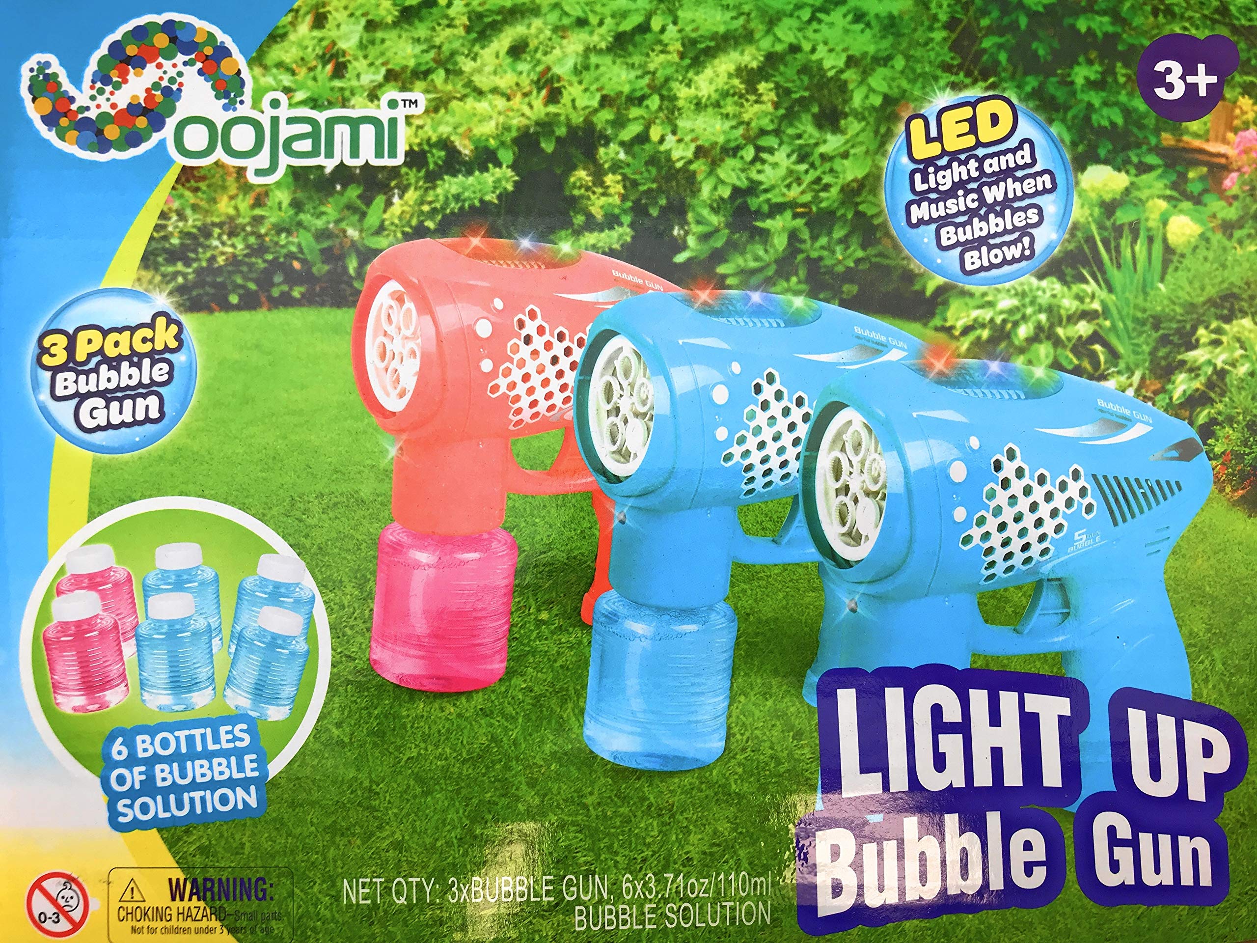 3 Bubble Guns with 6 Refill Solutions - Bubble Maker Blower Machine for Kids, Bubble Party Favors, Easter & Birthday Gifts | Indoor & Outdoor Play with LED Lights & Music | Perfect for Toddlers 3+ (Birthday Parties, Backyard Fun, Summer Activities)