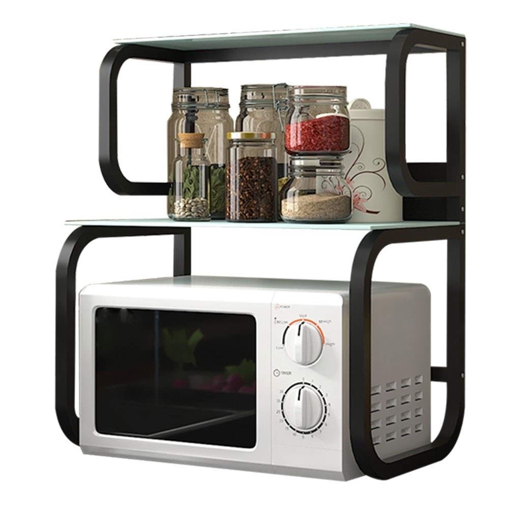 Black 60x40x73.2cm Standing Shelf Unit - Multi-Functional Kitchen Storage Rack for Microwave Oven, Spices & Countertop Appliances - Space-Saving Floor Organizer for Pantry, Garage & Small Apartments