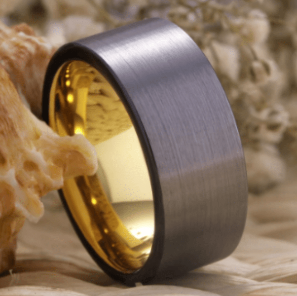 Brushed Grey Gold Wedding Engagement Ring for Couples - Elegant Matching Bands for Proposals & Anniversaries - Perfect for Romantic Occasions & Special Moments