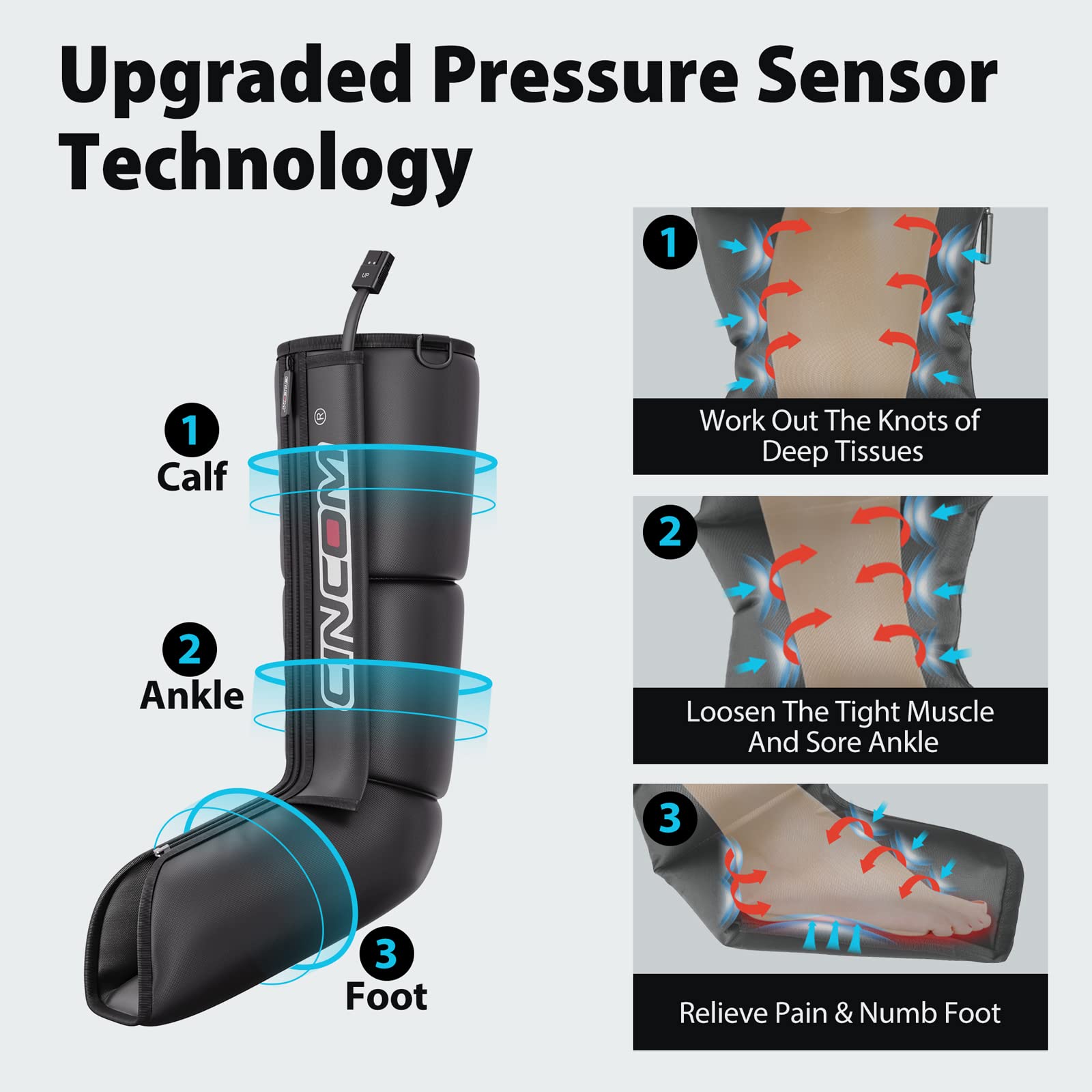 CINCOM Air Compression Leg Massager for Circulation, Pain Relief & Swelling - Relaxing Recovery Boots for Athletes, Edema Relief, Perfect Gift for Mom & Dad - FSA HSA Eligible - Ideal for Post-Workout Recovery, Travel & Home Use