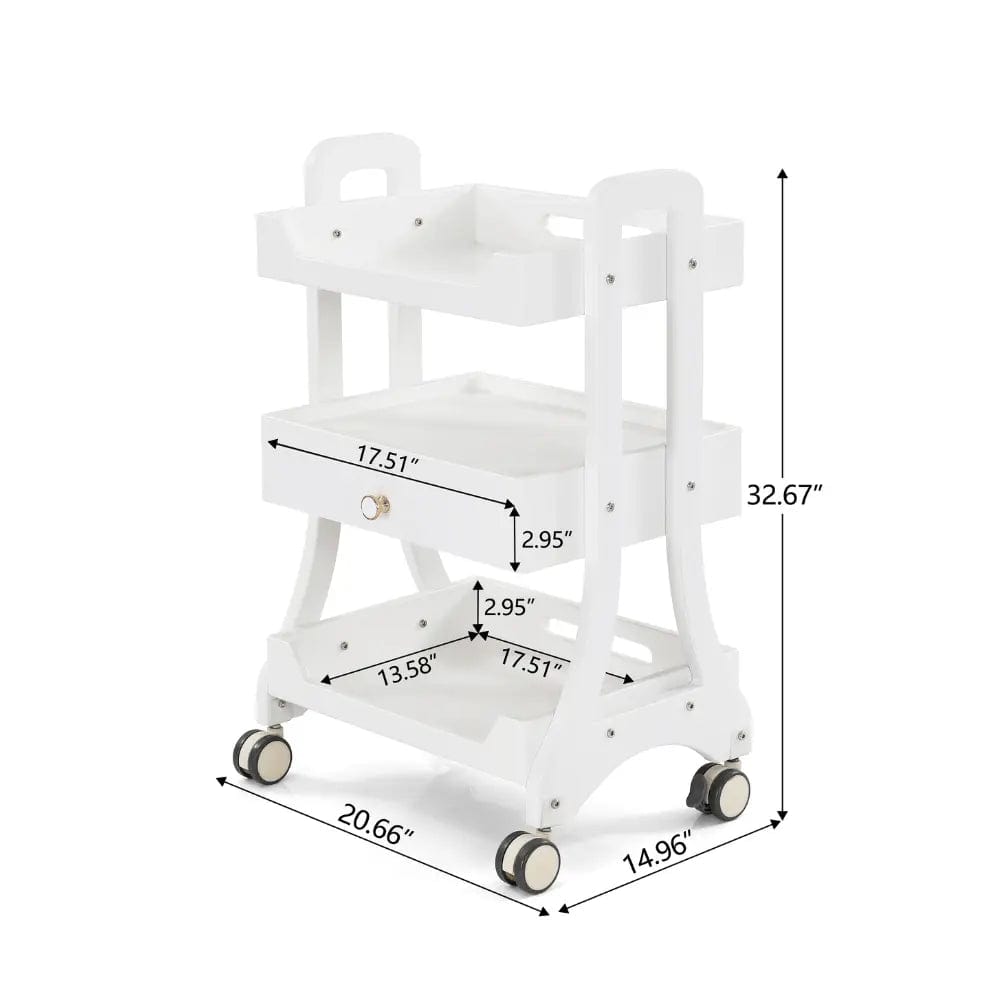 Beauty Salon Rolling Trolley ML004 with Drawer - Mobile Storage Cart for Hair Stylists, Nail Technicians & Spa Professionals - Perfect for Salon Organization & Beauty Tools Storage