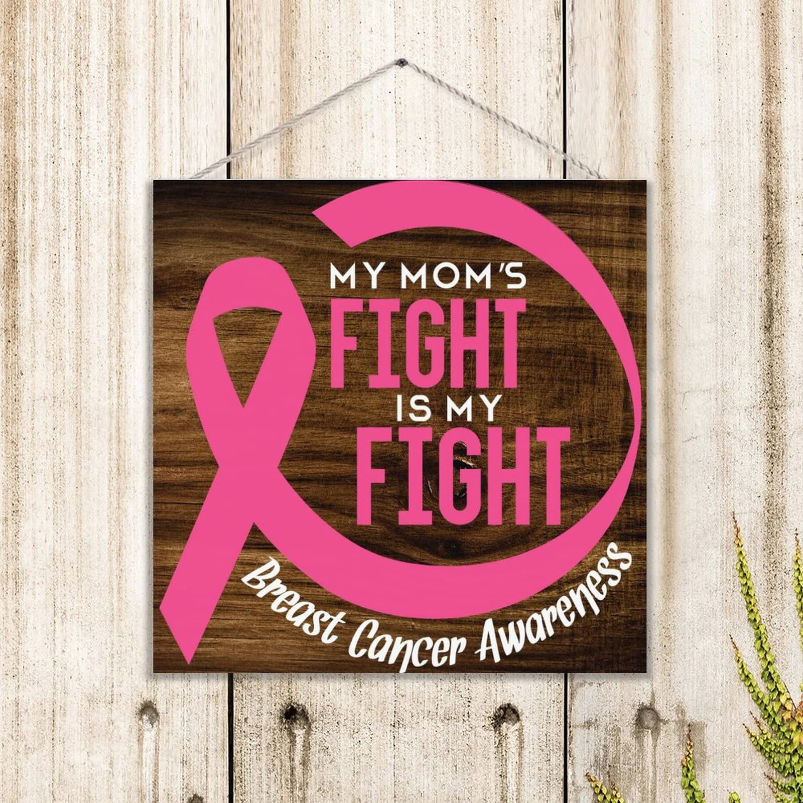 Breast Cancer Awareness Wood Sign - Pink Ribbon Wall Art with Inspirational Quote - Rustic Wood Plaque for Home Decor, Living Room, Kitchen - Perfect Gift for Survivors, Warriors & Birthdays