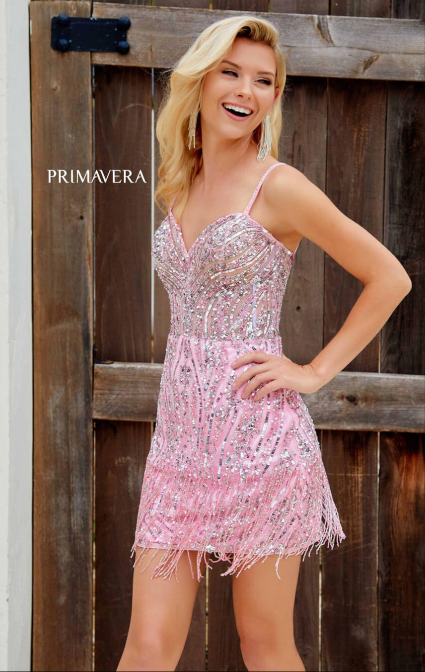 Primavera Fringe Beaded Cocktail Mini Dress - Elegant Party Dress for Women, Perfect for Night Out, Club, Wedding & Special Occasions