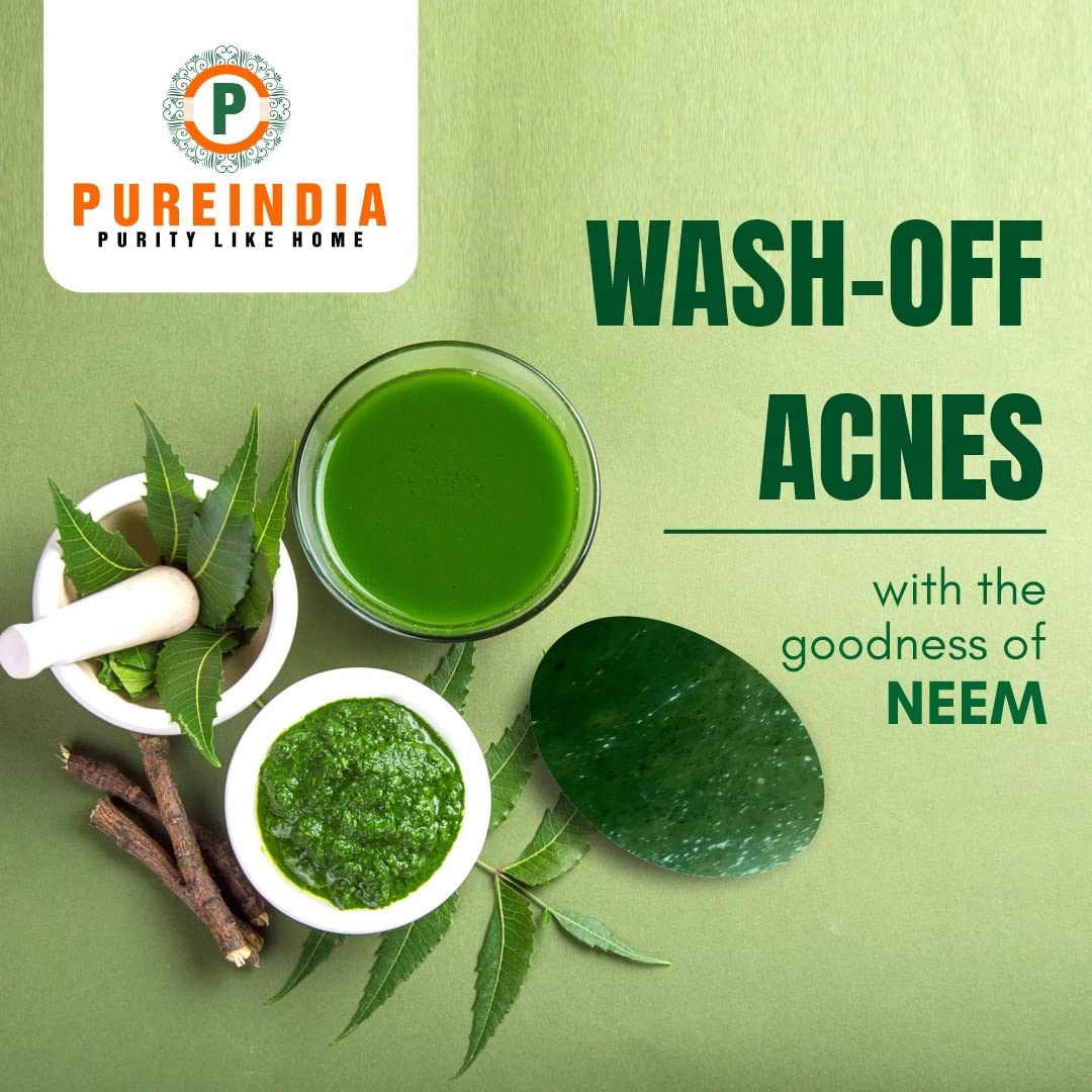 PUREINDIA Handmade Neem Scrub Bar for Acne & Skin Care - Pack of 3 | Natural Neem Petals & Oil | No Synthetic Fragrance | Facial & Body Cleansing Bar for Acne, Pimples, Rashes | Perfect for Daily Skincare Routine & Sensitive Skin Treatment