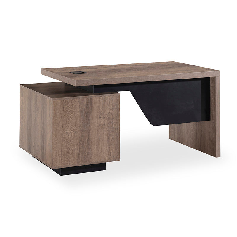 KELLEN Executive Desk with Right Return - 1.6M & 1.8M Warm Oak & Black Office Desk - Perfect for Home Office, Corporate Workspace & Professional Environments