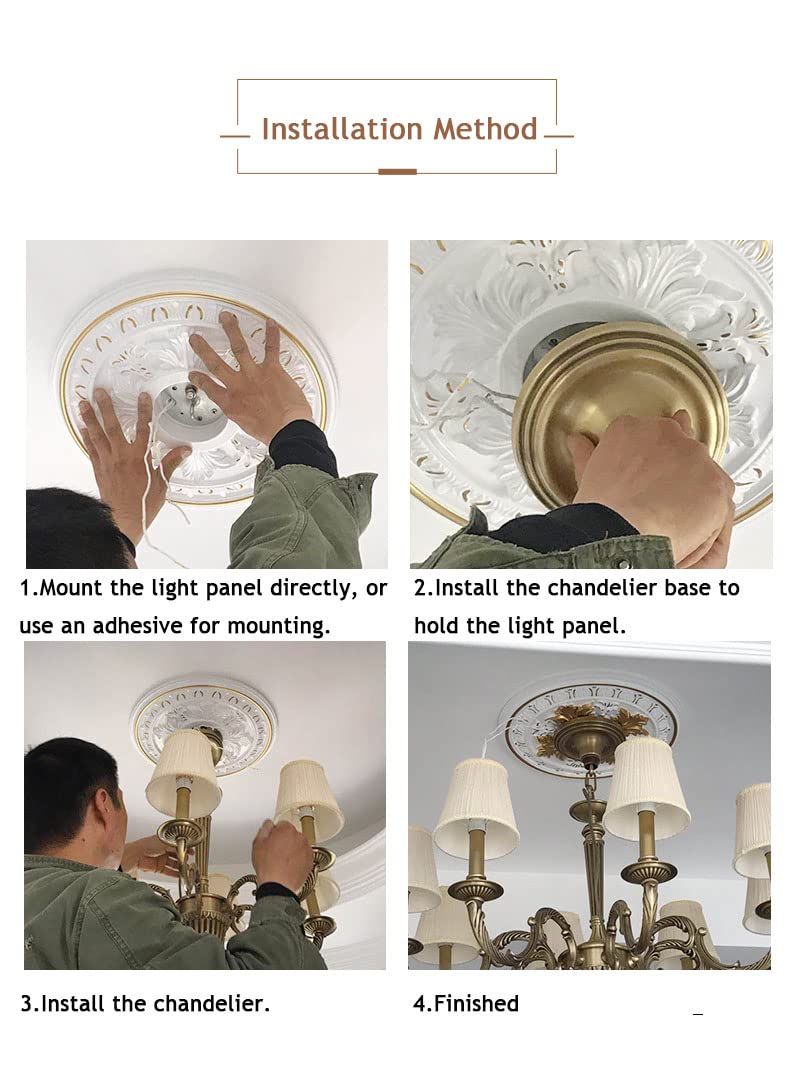 Elegant PU Decorative Ceiling Medallion for Chandeliers & Ceiling Fans - 12.3