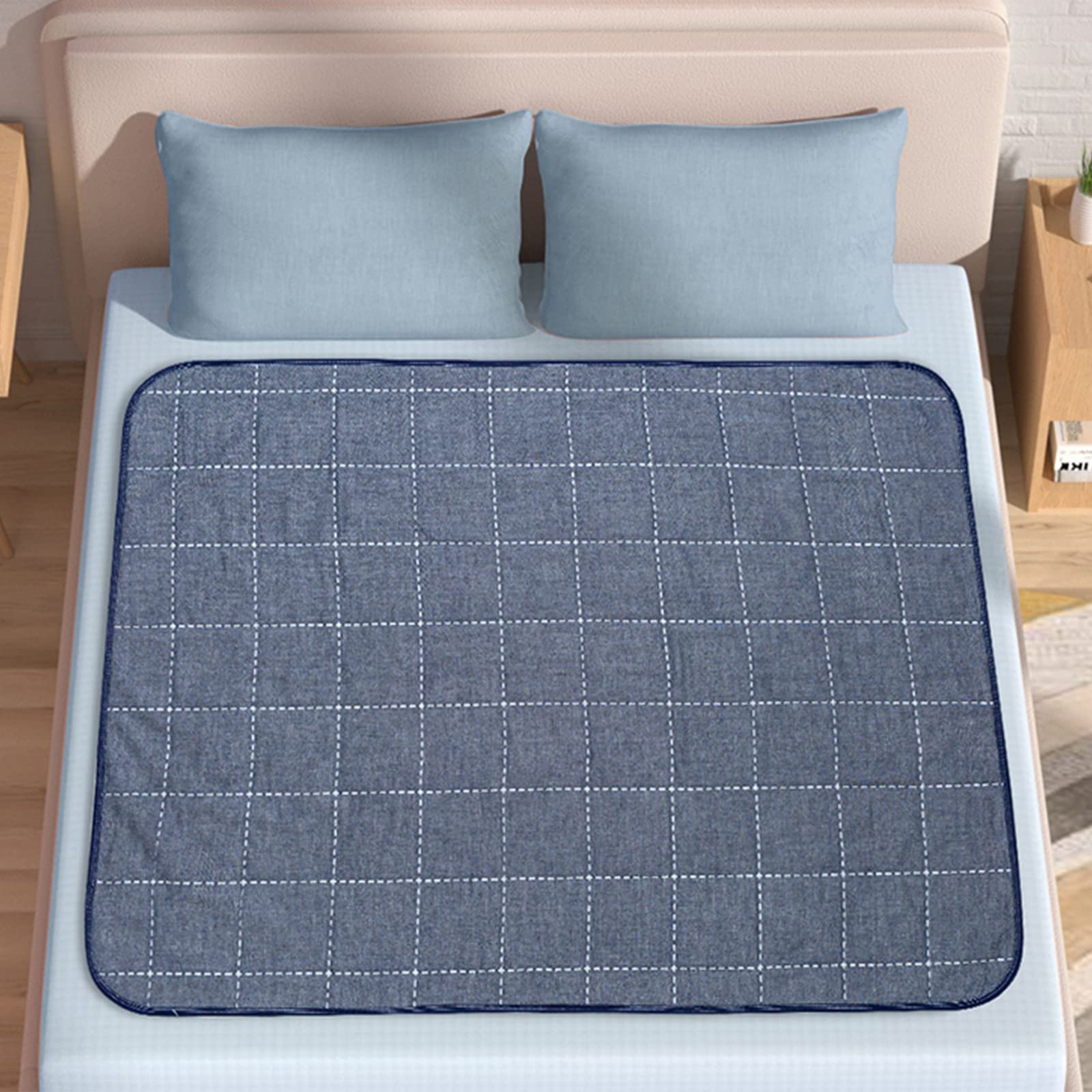 Waterproof Bed Pad - 5 Layer Washable & Reusable Incontinence Mattress Protector for Elderly Adults, Bedridden Patients & Pets (180x200cm, Blue) - Ideal for Home Care, Hospital Use & Pet Accidents