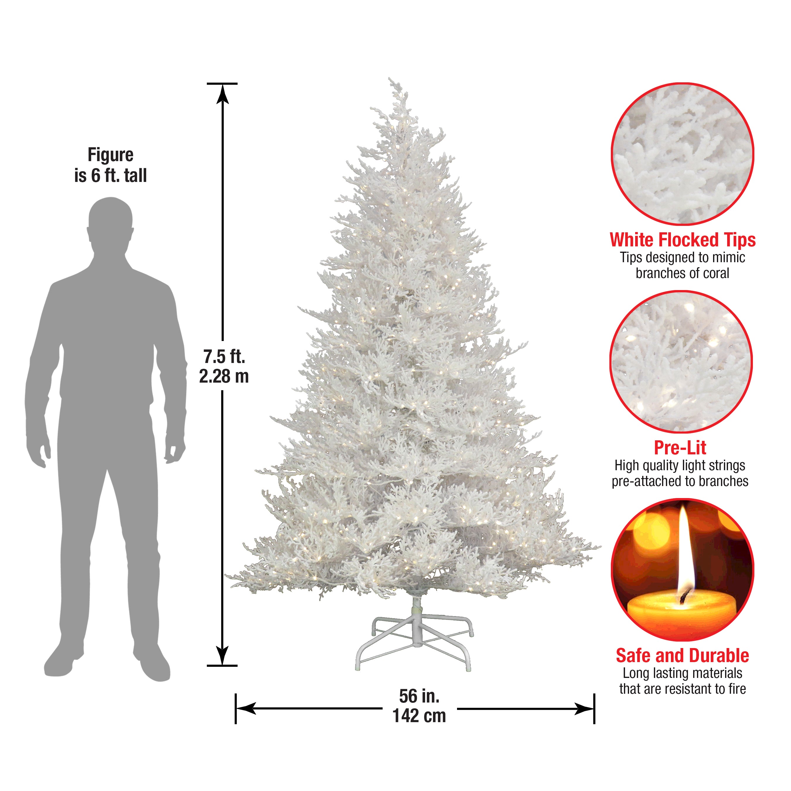 7.5 ft Pre-Lit Artificial Sea Coral Tree with Warm White LED Lights - Perfect for Home Decor, Wedding Centerpieces, and Holiday Displays