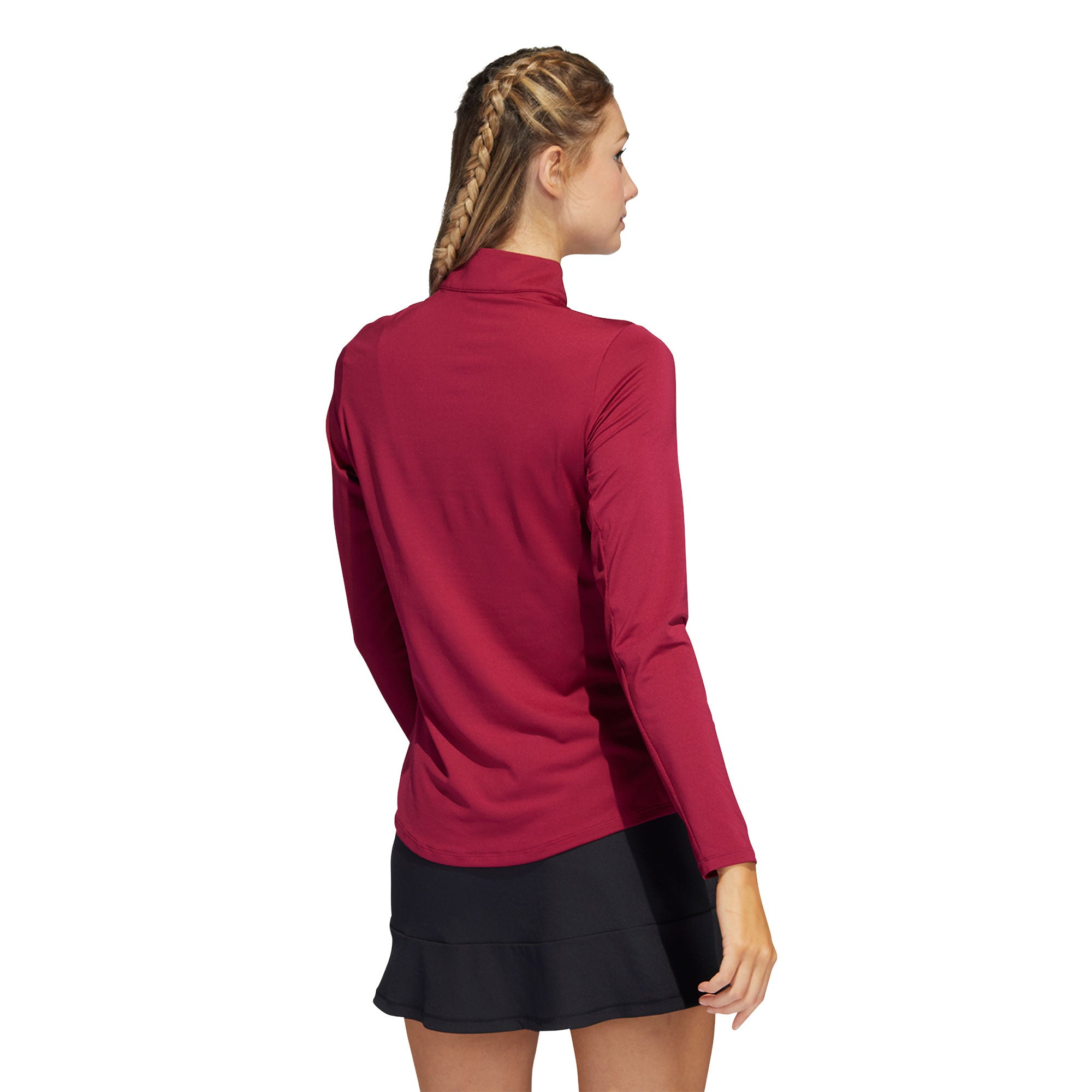 Adidas Ultimate365 Legacy Burgundy Women's Golf 1/2 Zip Pullover - Lightweight & Breathable Performance Top for Golfing & Outdoor Activities
