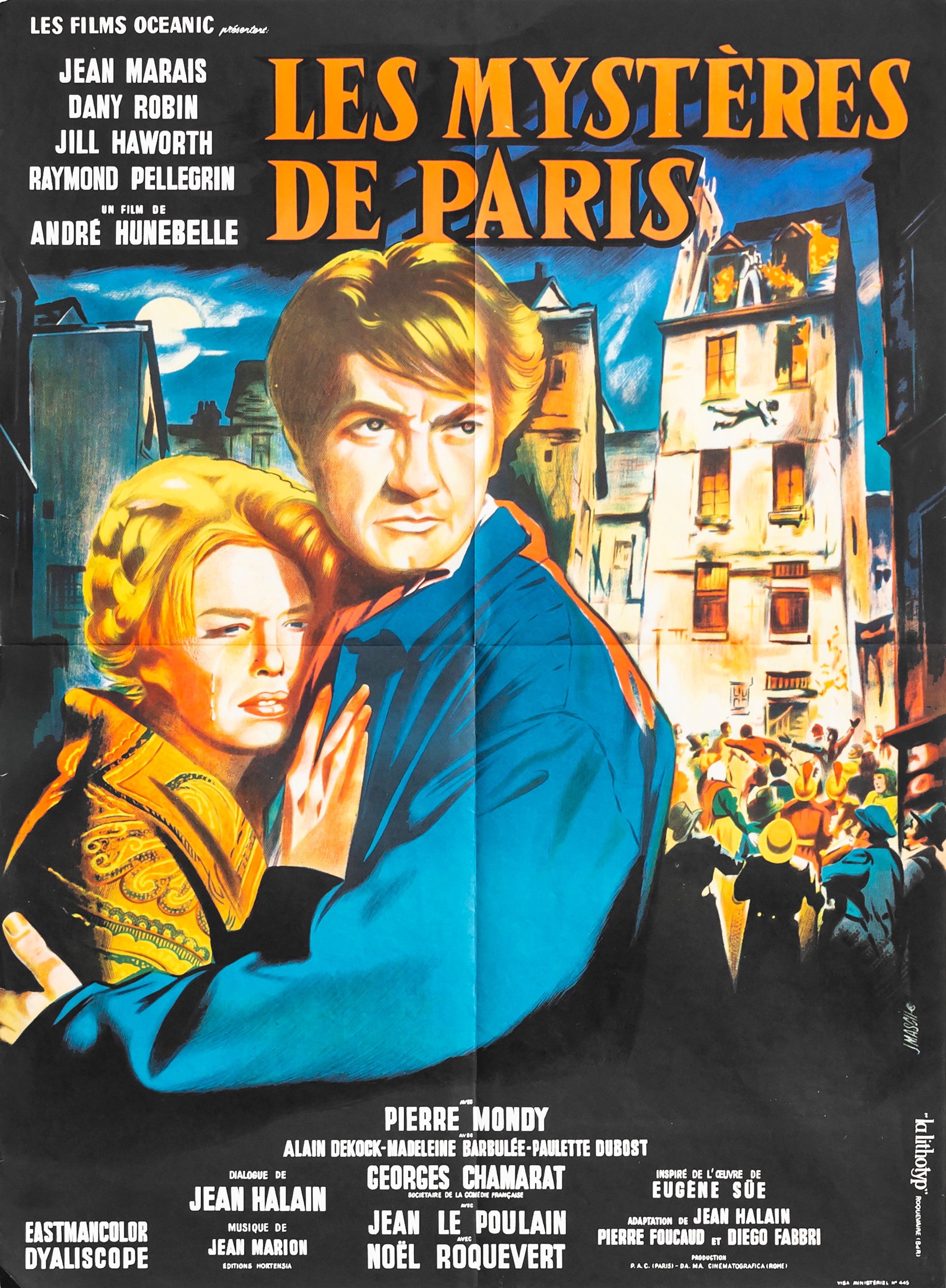 Vintage 1962 Original French Movie Poster - Les Mysteres de Paris (Small Size) - Classic Cinema Collectible for Home Theater & Film Memorabilia Displays