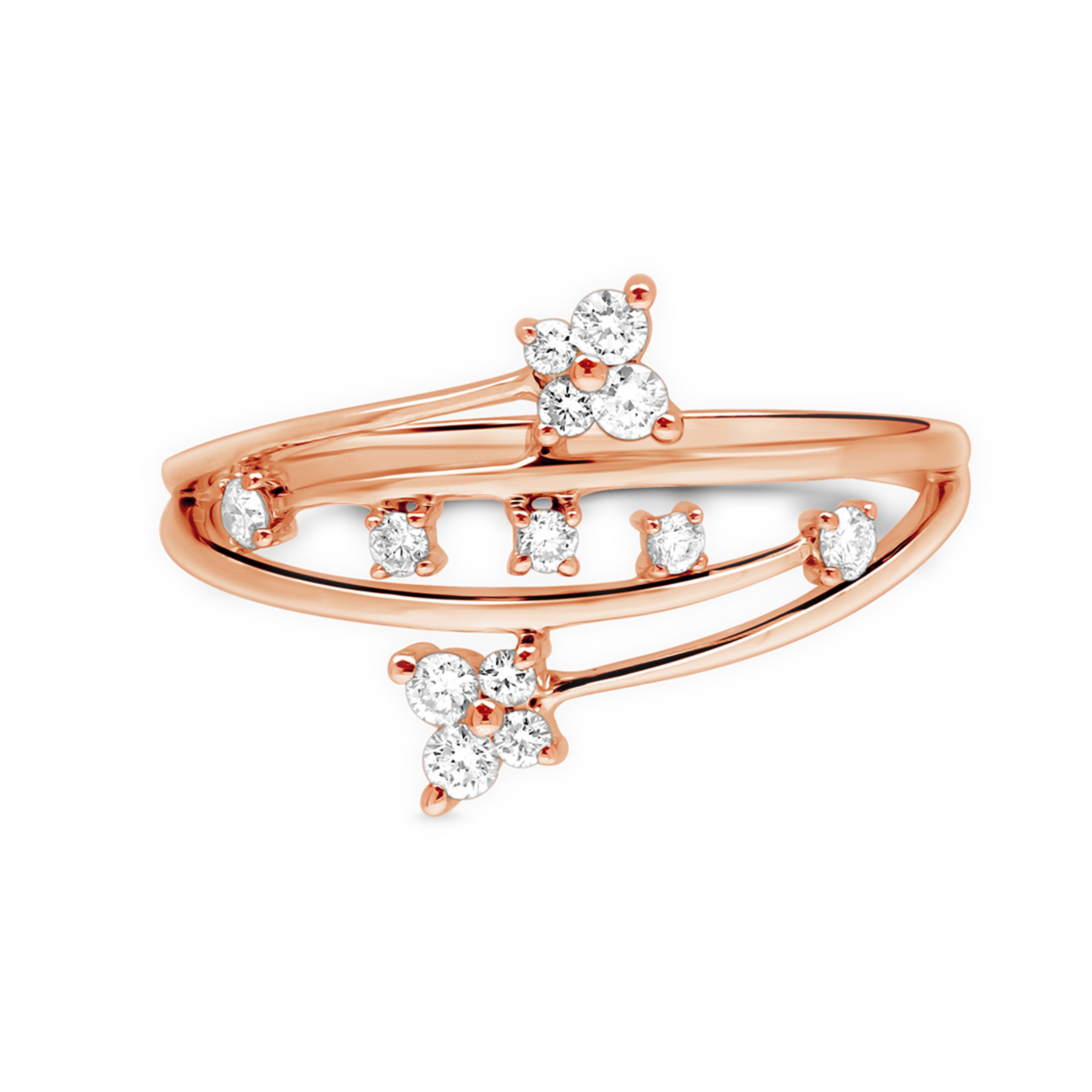 14k Rose Gold Diamond Butterfly Wrap Cocktail Ring - Elegant Statement Jewelry for Women, Perfect for Parties, Weddings & Special Occasions