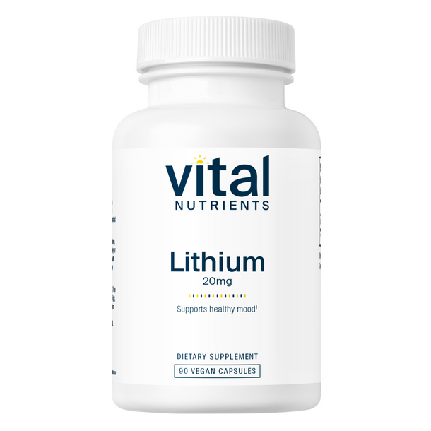 Vital Nutrients Lithium Orotate 20mg Supplement - Supports Mood Balance & Cognitive Health - Perfect for Stress Relief & Mental Wellness