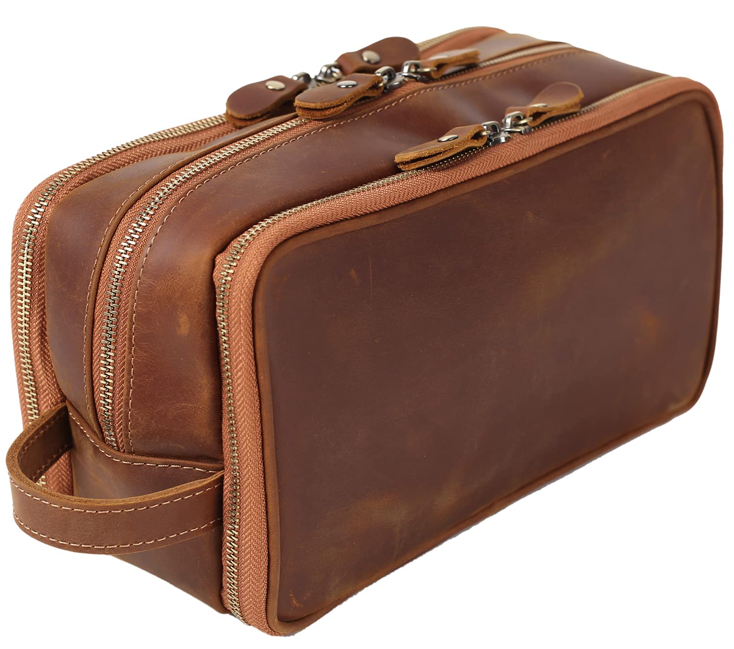 Premium Personalized Leather Toiletry Bag for Men - Large Travel Shaving Dopp Kit, Cosmetic Organizer & Bathroom Storage | Ideal for Business Trips, Gym Essentials & Vacation Packing