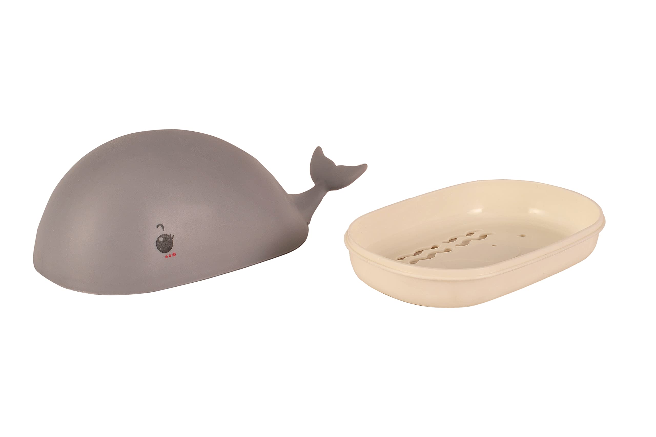Adorable Baby Dolphin Soap Holder - BPA Free Plastic Soap Case with Drainage Base - Durable & Non-Slip Bathroom Organizer for Kids & Adults (Beige) - Perfect for Shower, Bathtub, and Sink Countertop Storage