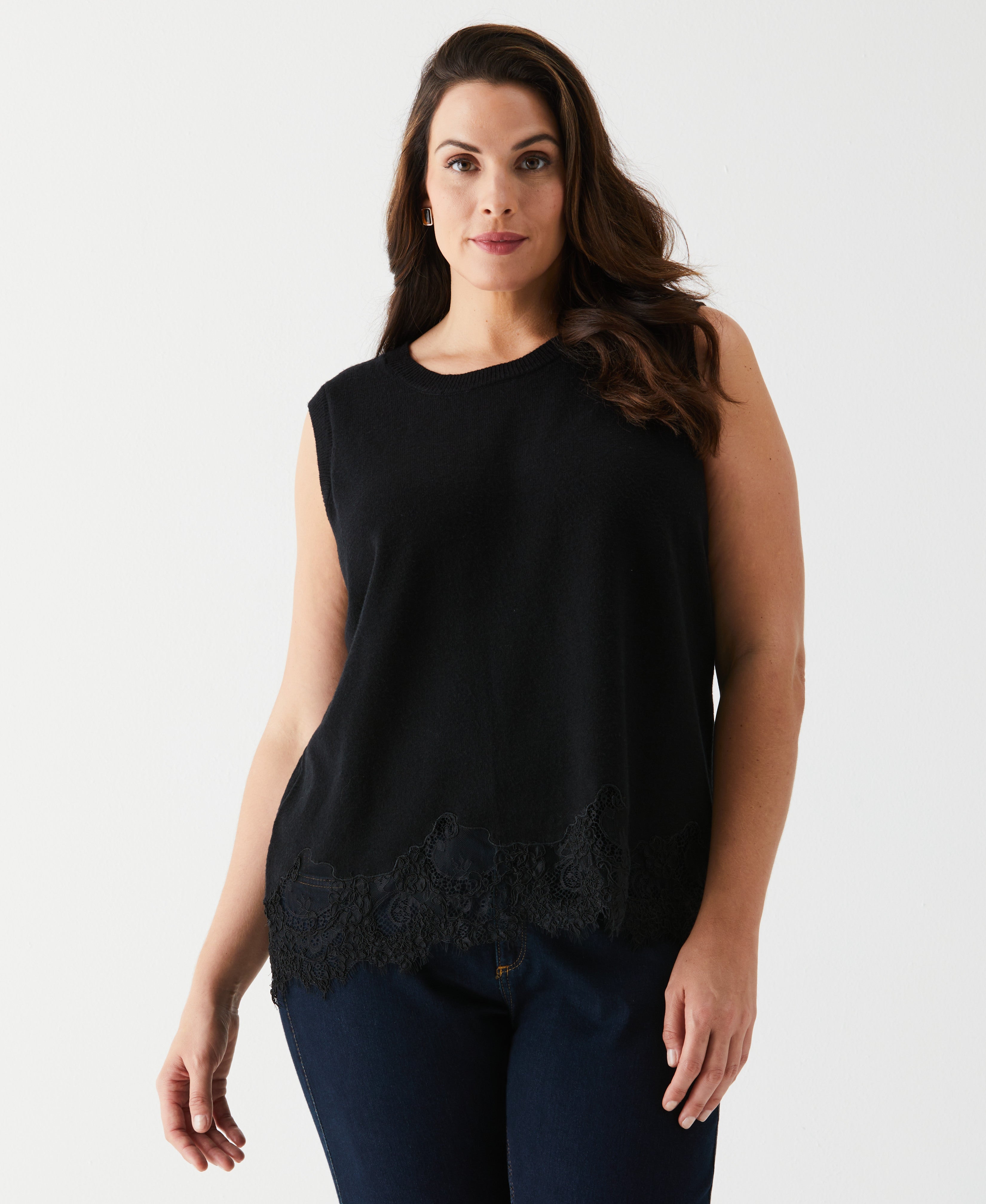 Plus Size Lace Trim Shell Top - Flattering Women's Blouse for Casual & Office Wear | Elegant Summer Tops for Curvy Women | Perfect for Work, Date Night & Special Occasions