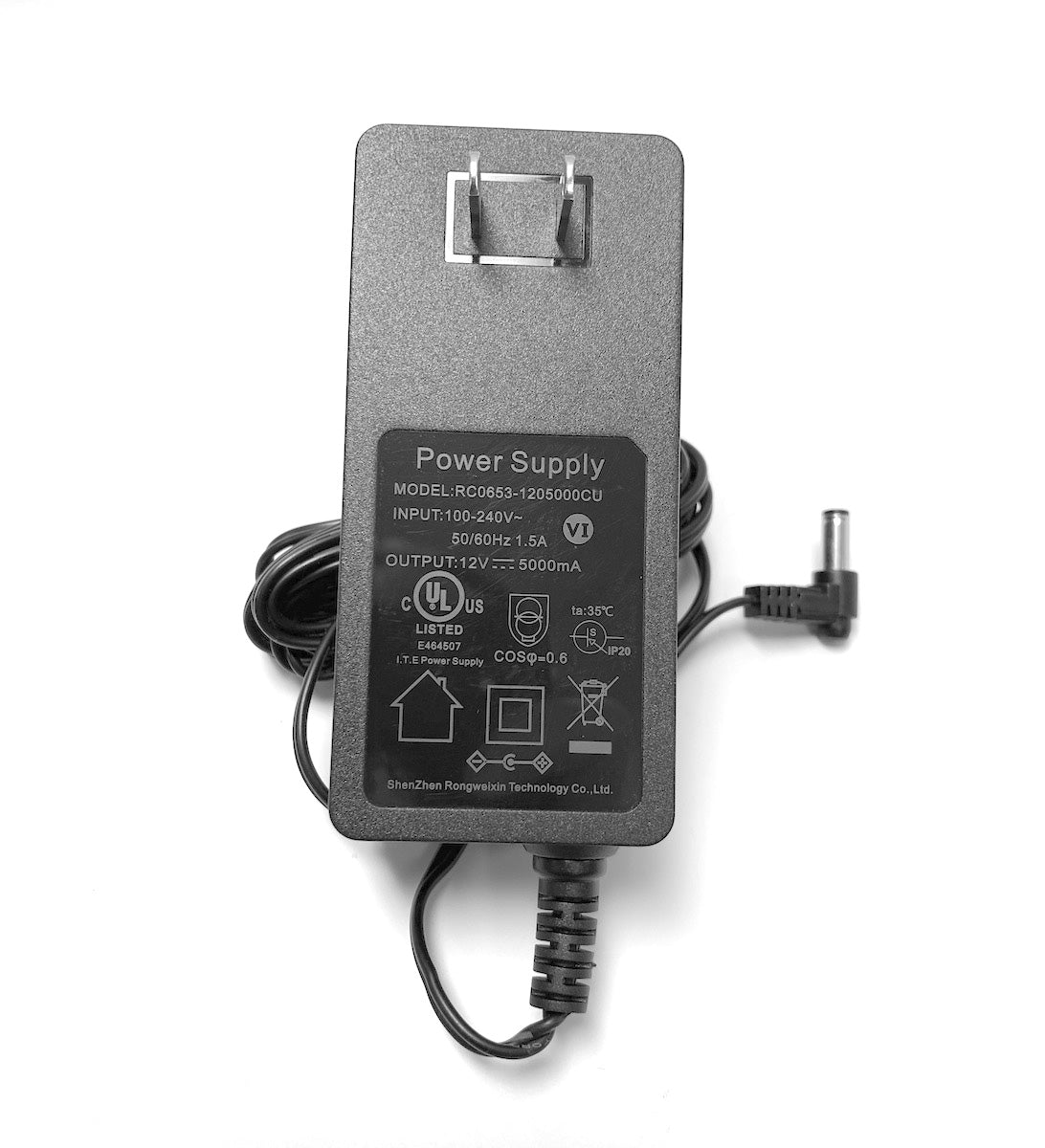 12V 5A AC Power Adapter - Universal Power Supply for LED Strips, CCTV Cameras, Routers & Electronics - Indoor/Outdoor Use