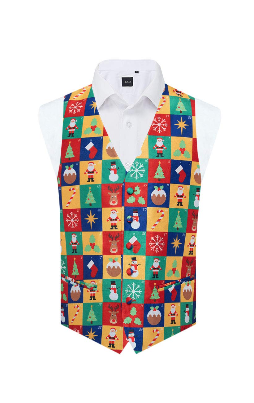 Men's Fun Christmas Vest with Advent Calendar Print - Colorful Holiday Party Outfit for Ugly Sweater Contest & Festive Gatherings