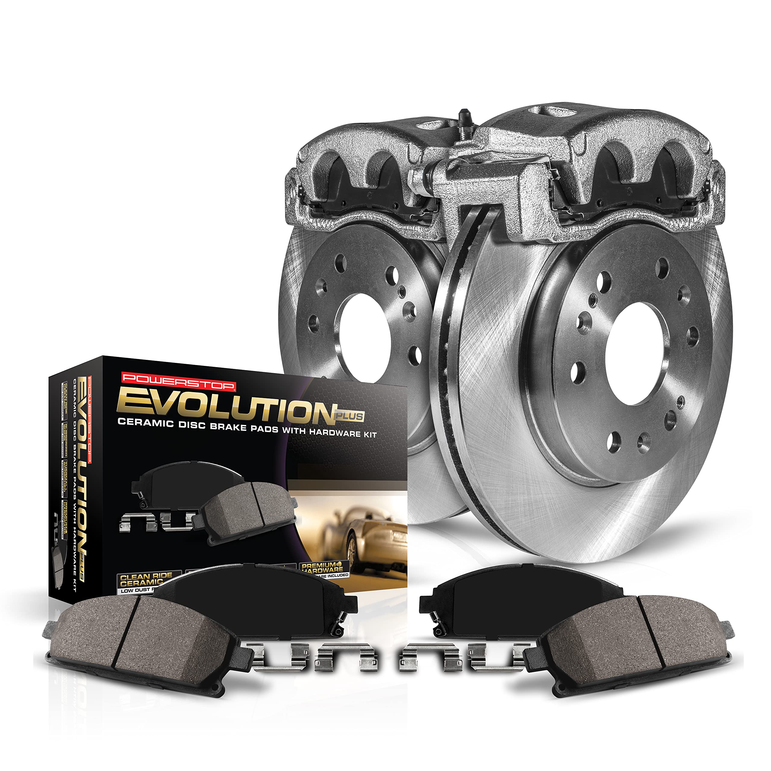 Power Stop KCOE7008 Rear Brake Caliper Kit for BMW X1 2013-2015 - Includes Ceramic Brake Pads & Rotors | Complete Brake System Replacement | Perfect for Daily Driving & Performance Upgrades