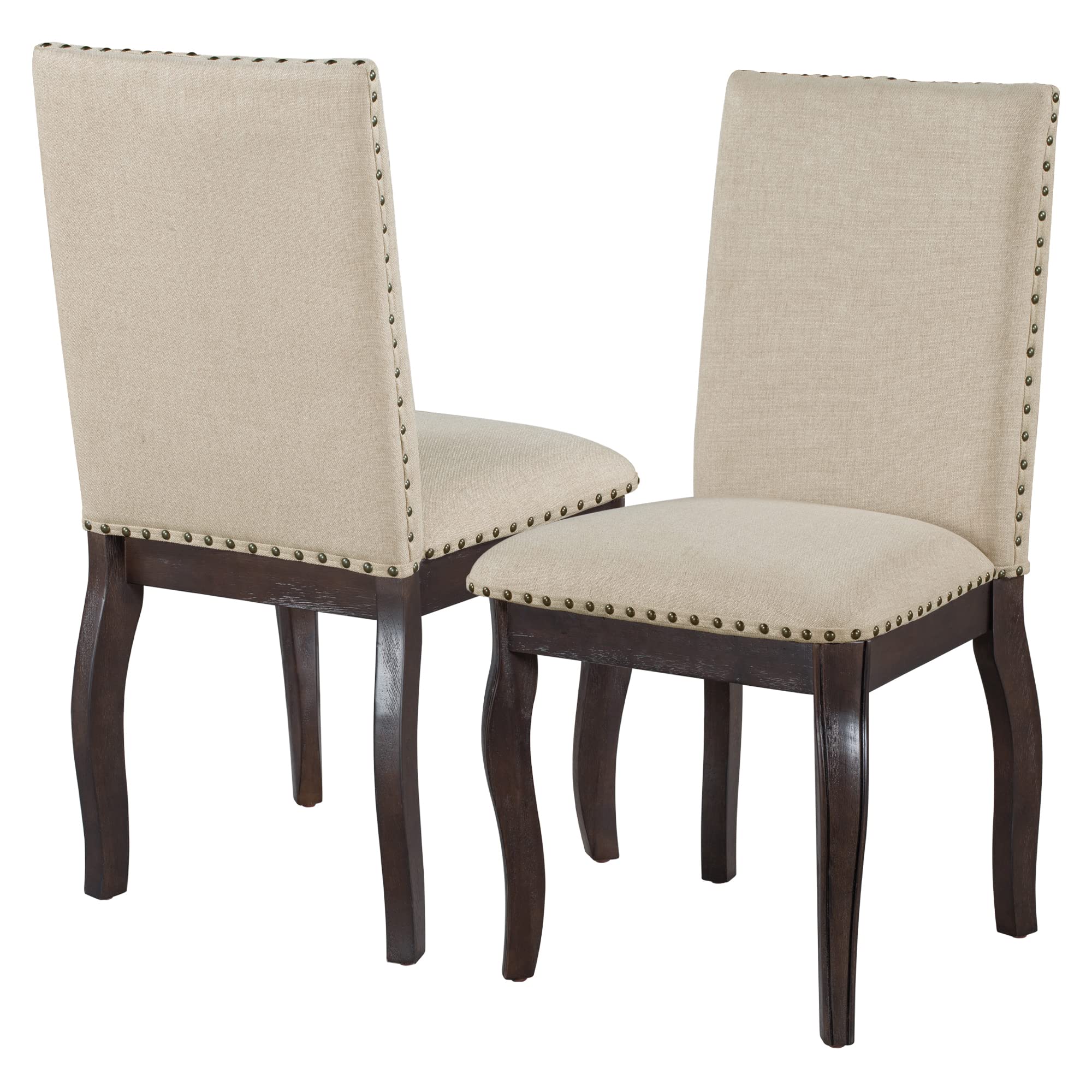 4-Piece Wooden Upholstered Dining Chair Set with Nailhead Trim - Sturdy & Easy Assembly for Dining Room, Kitchen, Living Room - Espresso Finish - Perfect for Family Gatherings and Dinner Parties