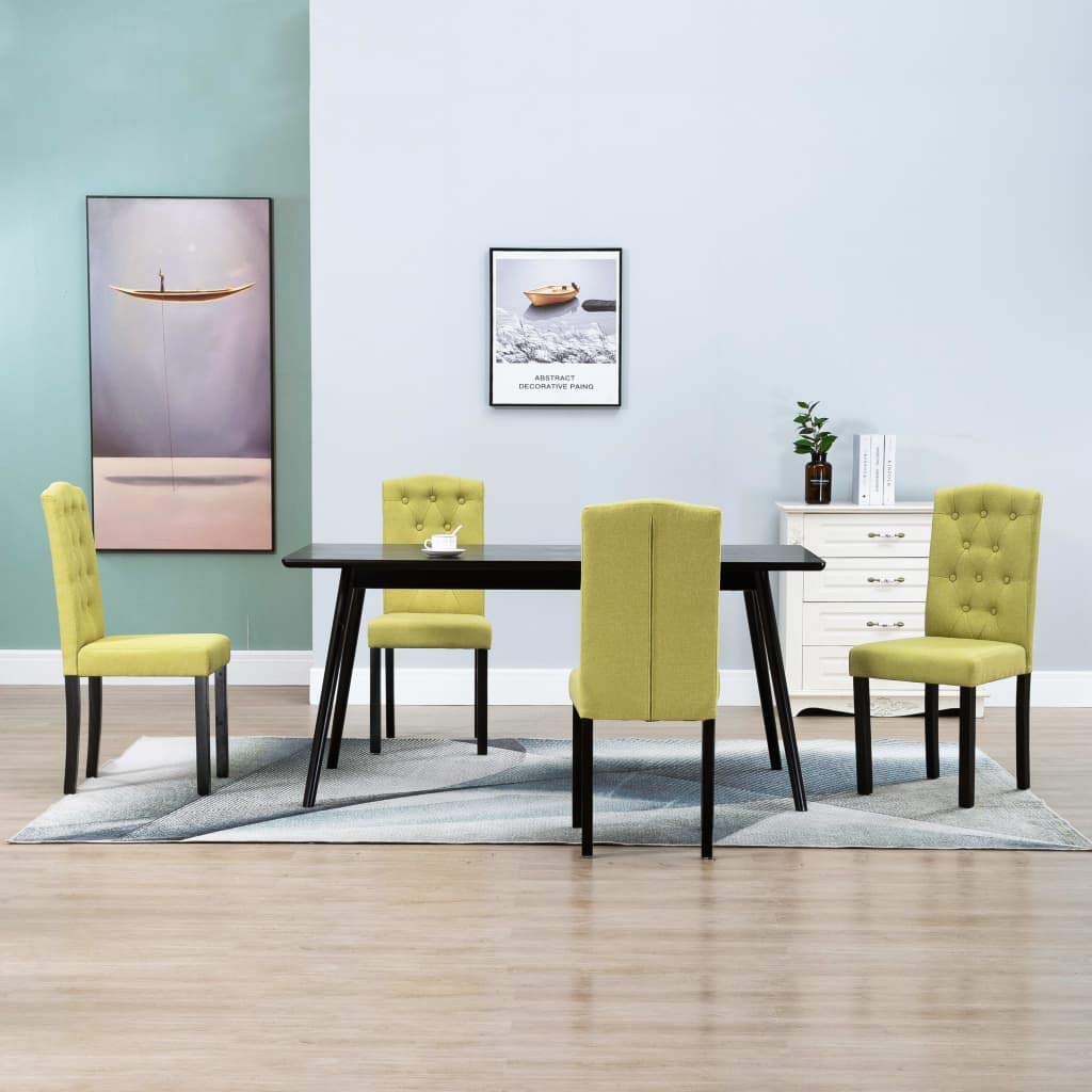 vidaXL 4-Piece Fabric Upholstered Dining Chairs with Wooden Legs - Armless Side Chairs for Kitchen, Living Room & Home Lounge (16.5