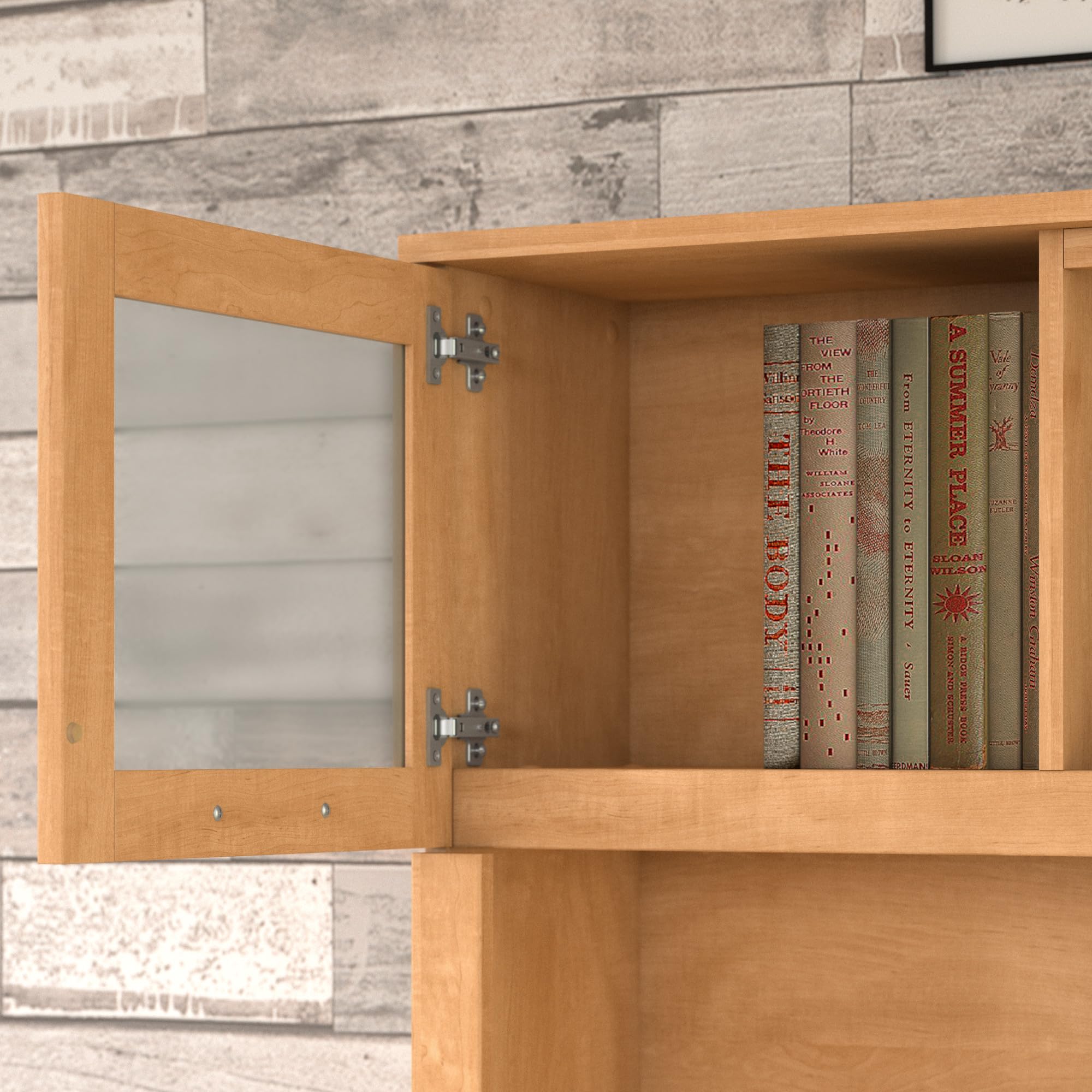Bush Furniture WC81411 71-Inch Wide Maple Cross Desk Hutch - Home Office Organizer with Storage Shelves for Books, Files & Decor - Perfect for Study, Work & Remote Office Setup